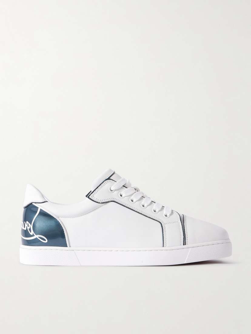 Christian Louboutin Fun Vieira Patent-leather Trimmed Leather Sneakers