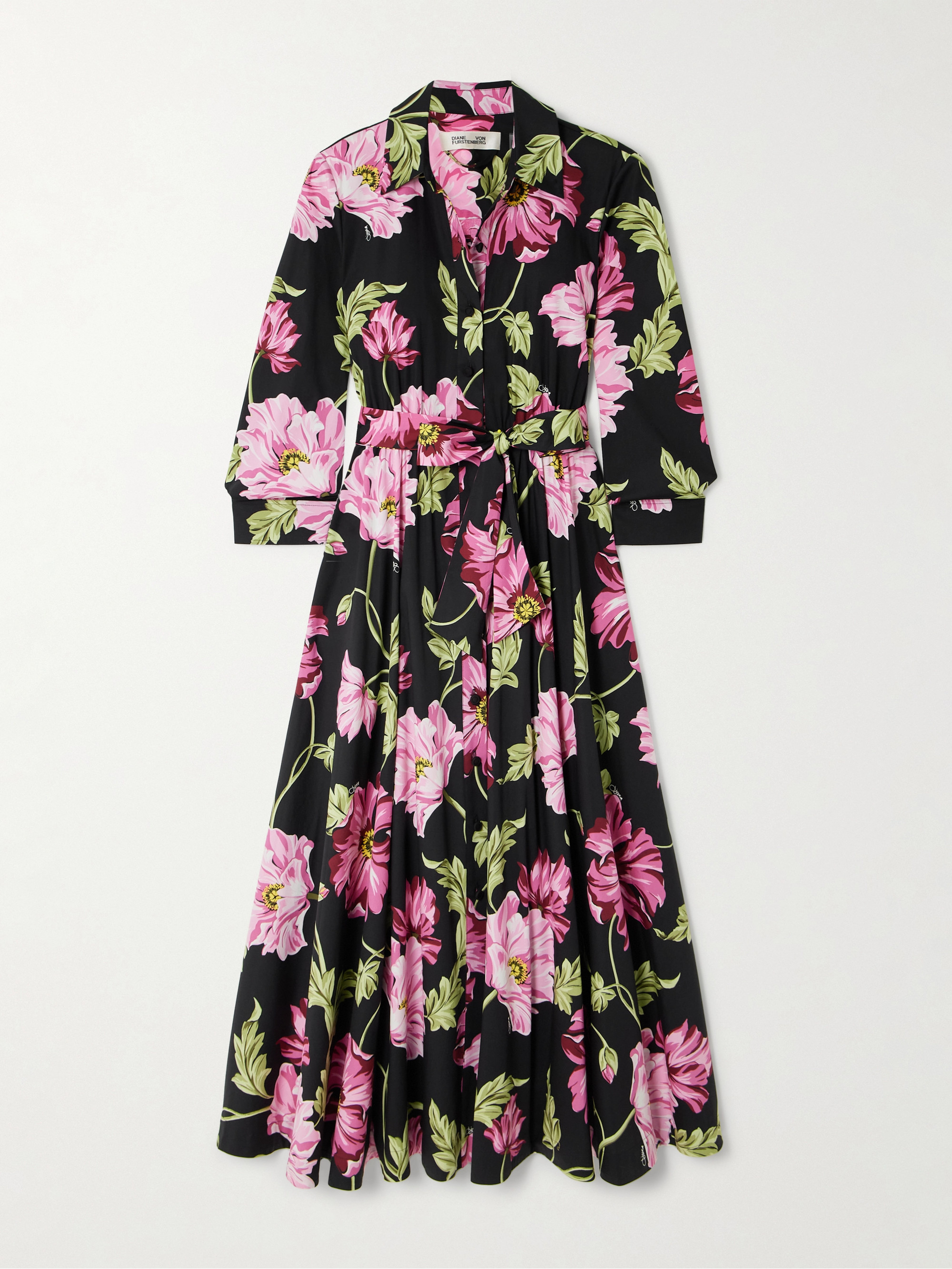 Diane von Furstenberg Blaine floral-print stretch-cotton poplin midi shirt dress thumbnail