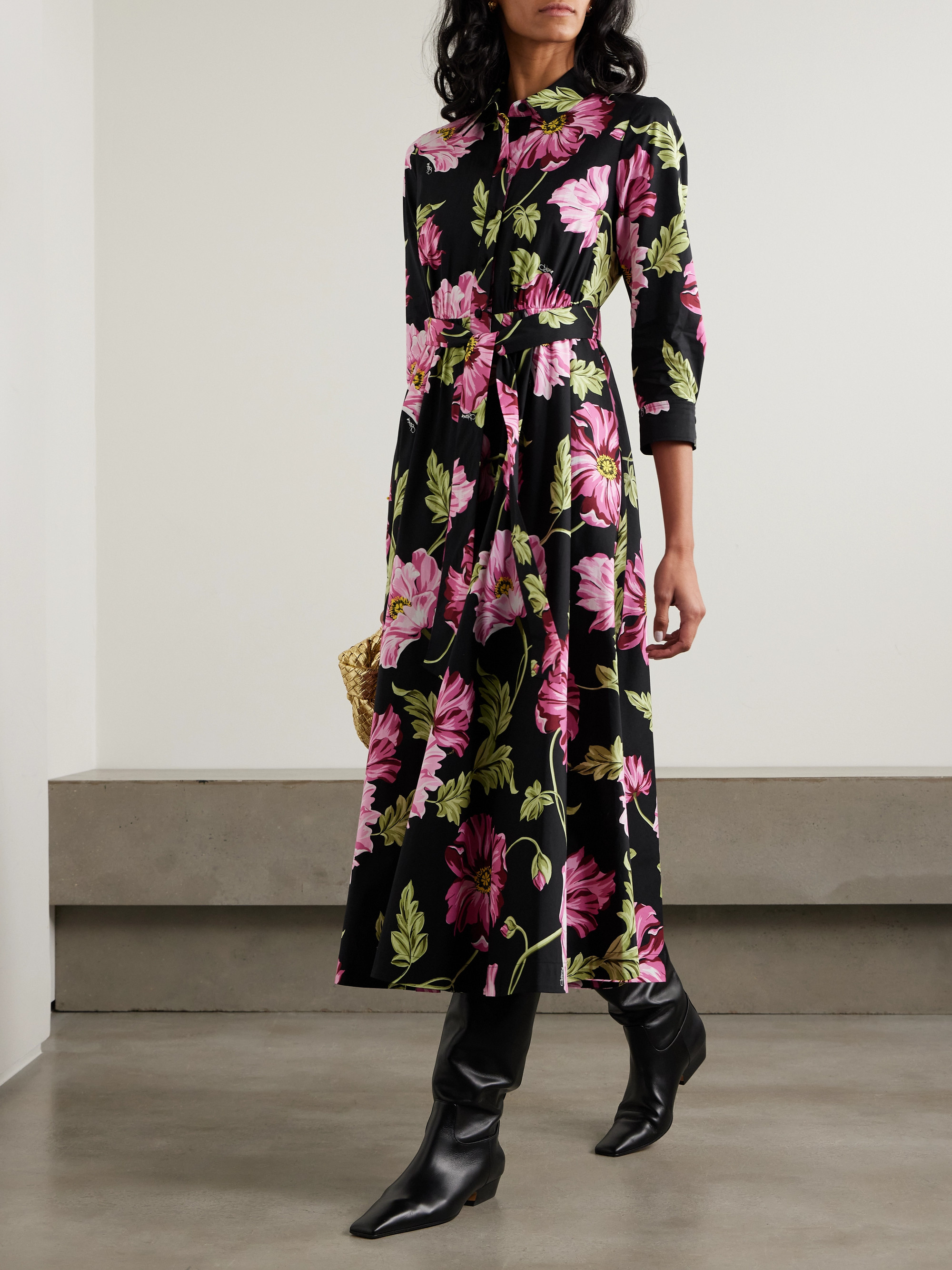 Diane von Furstenberg Blaine floral-print stretch-cotton poplin midi shirt dress