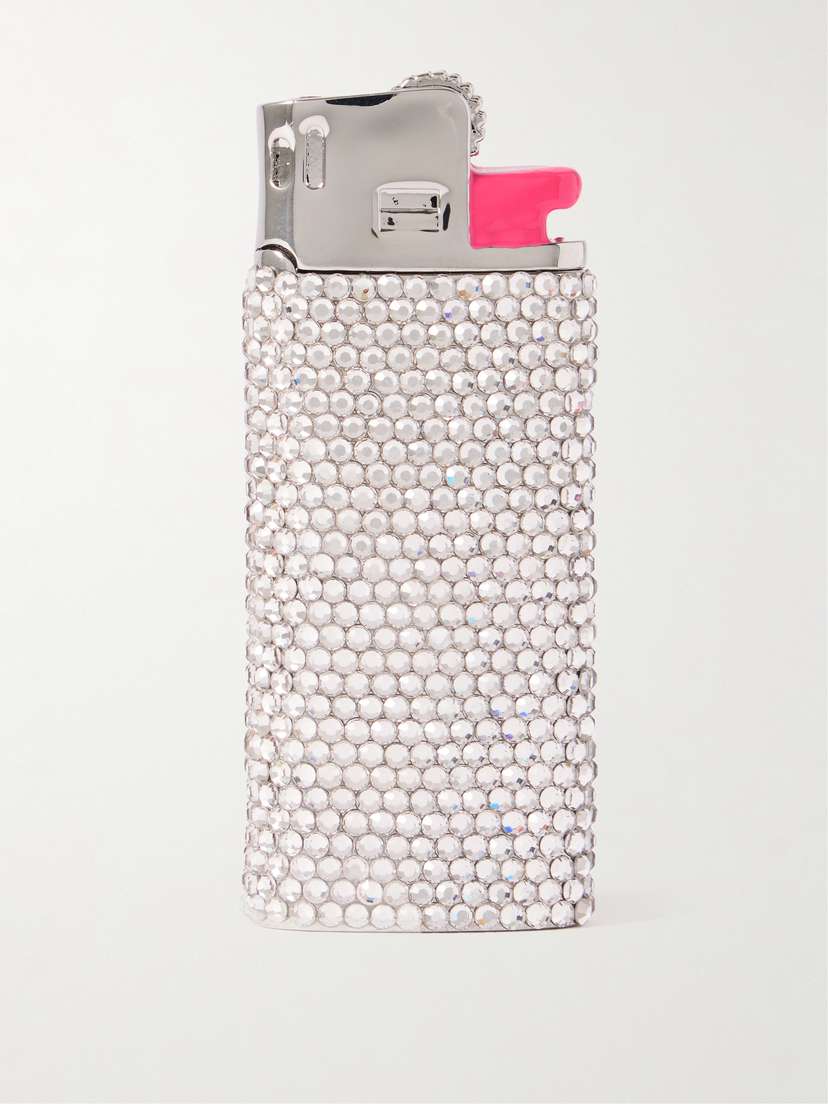 Judith Leiber Couture Got A Light? Crystal-embellished Silver-tone Pill Box