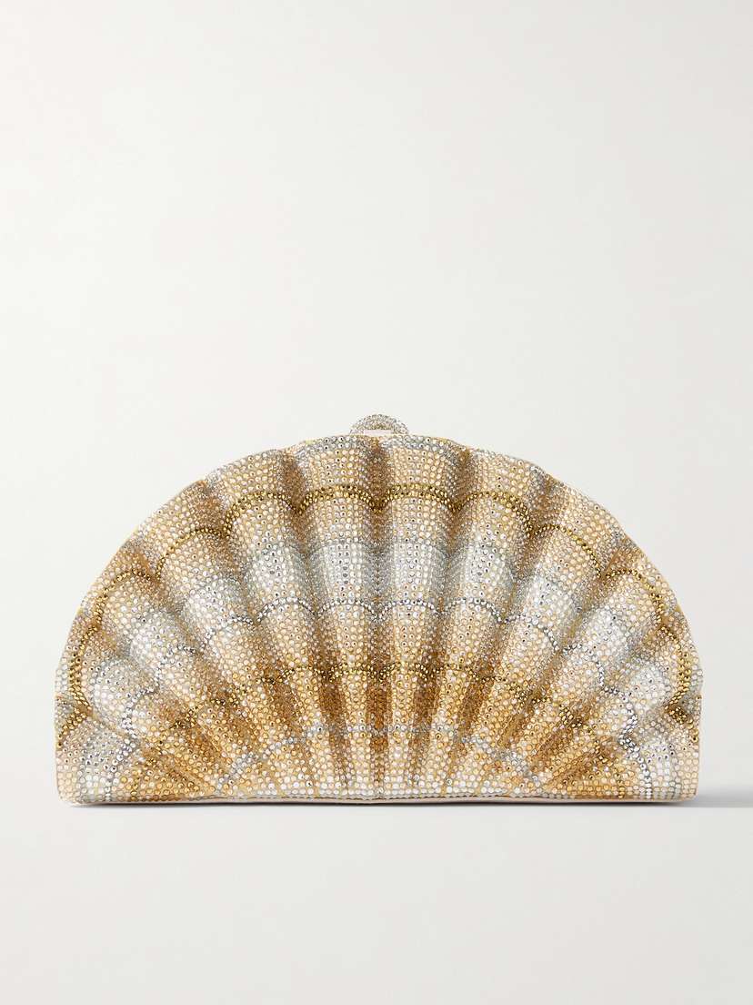 Judith Leiber Couture Origami Fan Scallop Crystal-embellished Satin Clutch