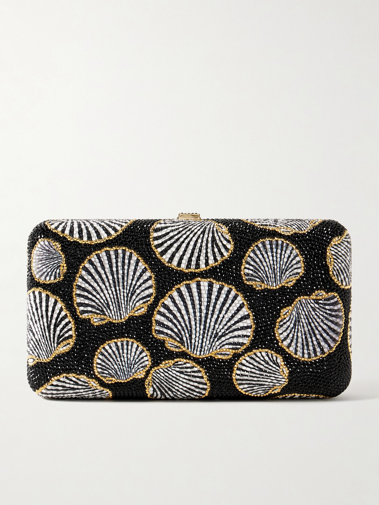 Judith Leiber Midnight Mollusk Crystal-embellished Metal Clutch In Black