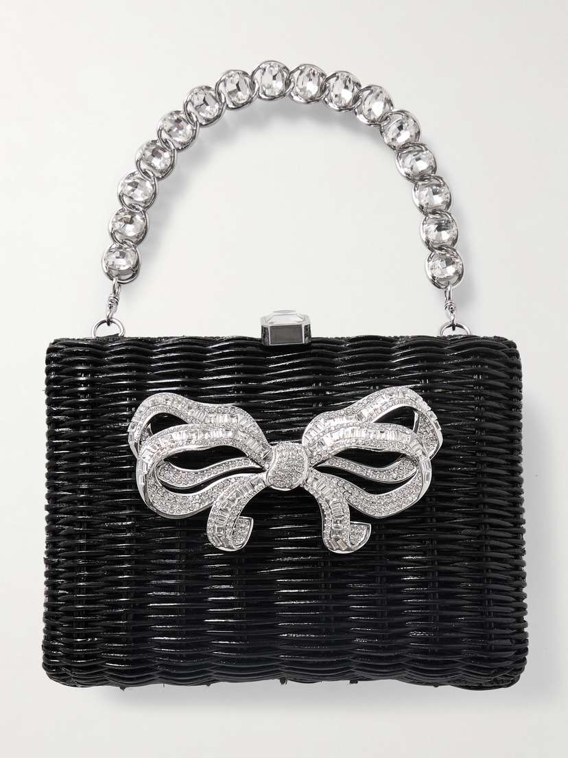 Judith Leiber Couture Hailey Crystal-embellished Wicker Clutch