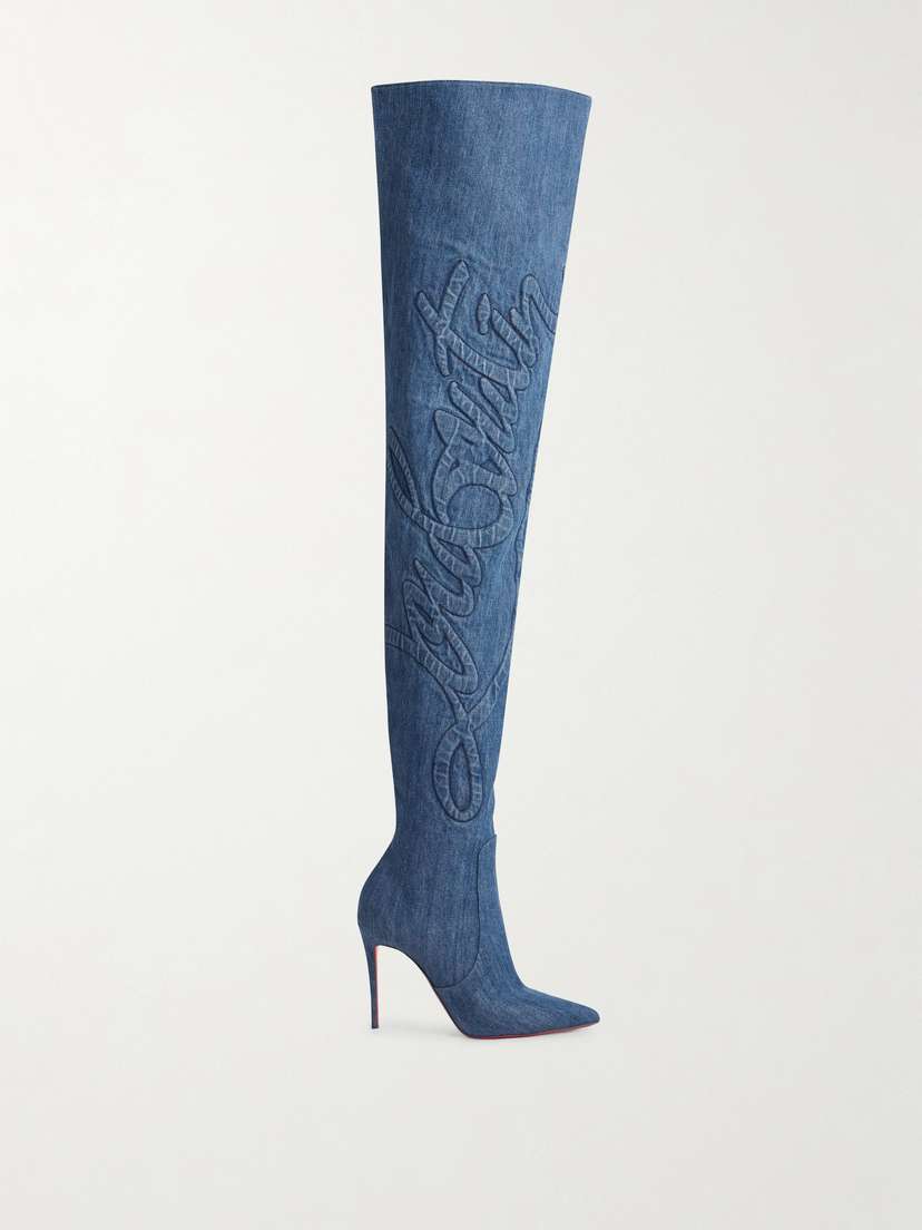 Christian Louboutin Kate Botta Loubijeans 100 Denim Pointed-toe Over-the-knee Boots
