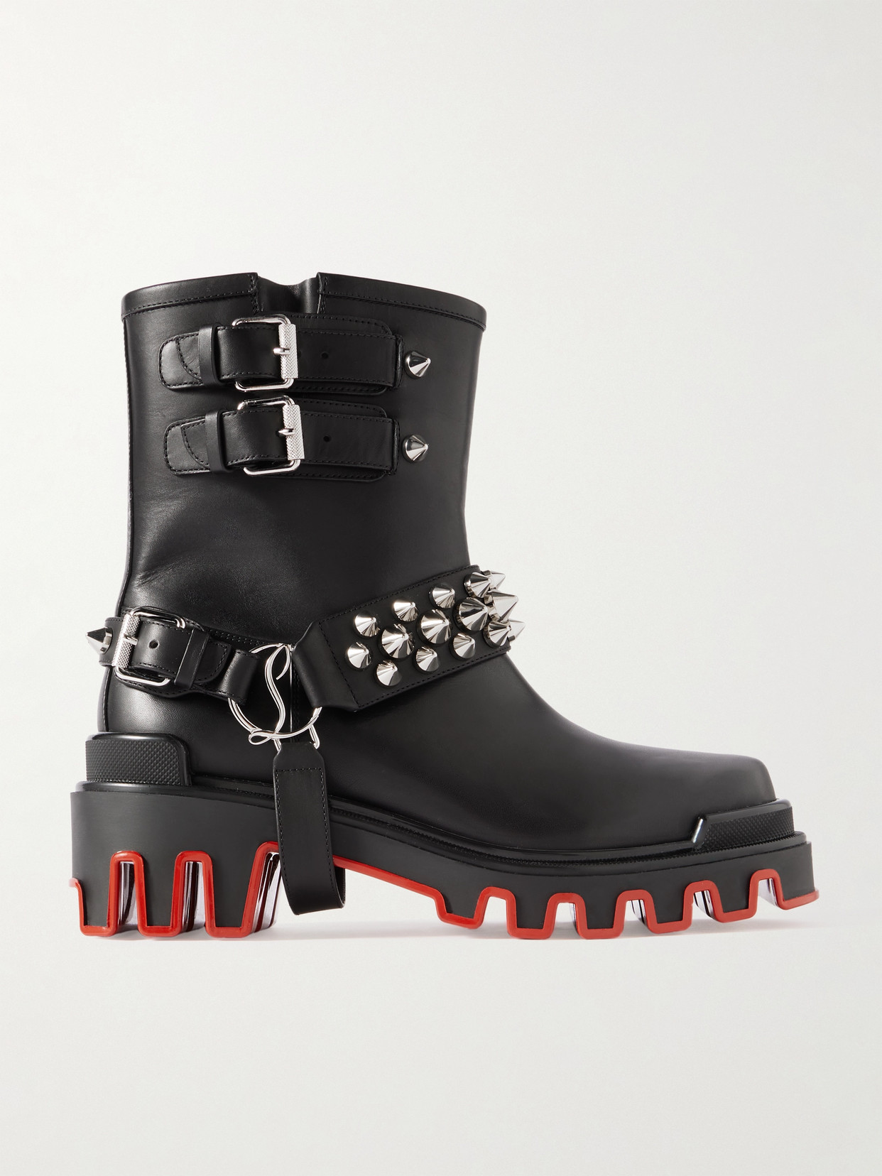 Christian Louboutin Dune Bike Studded Leather Ankle Boots In Black