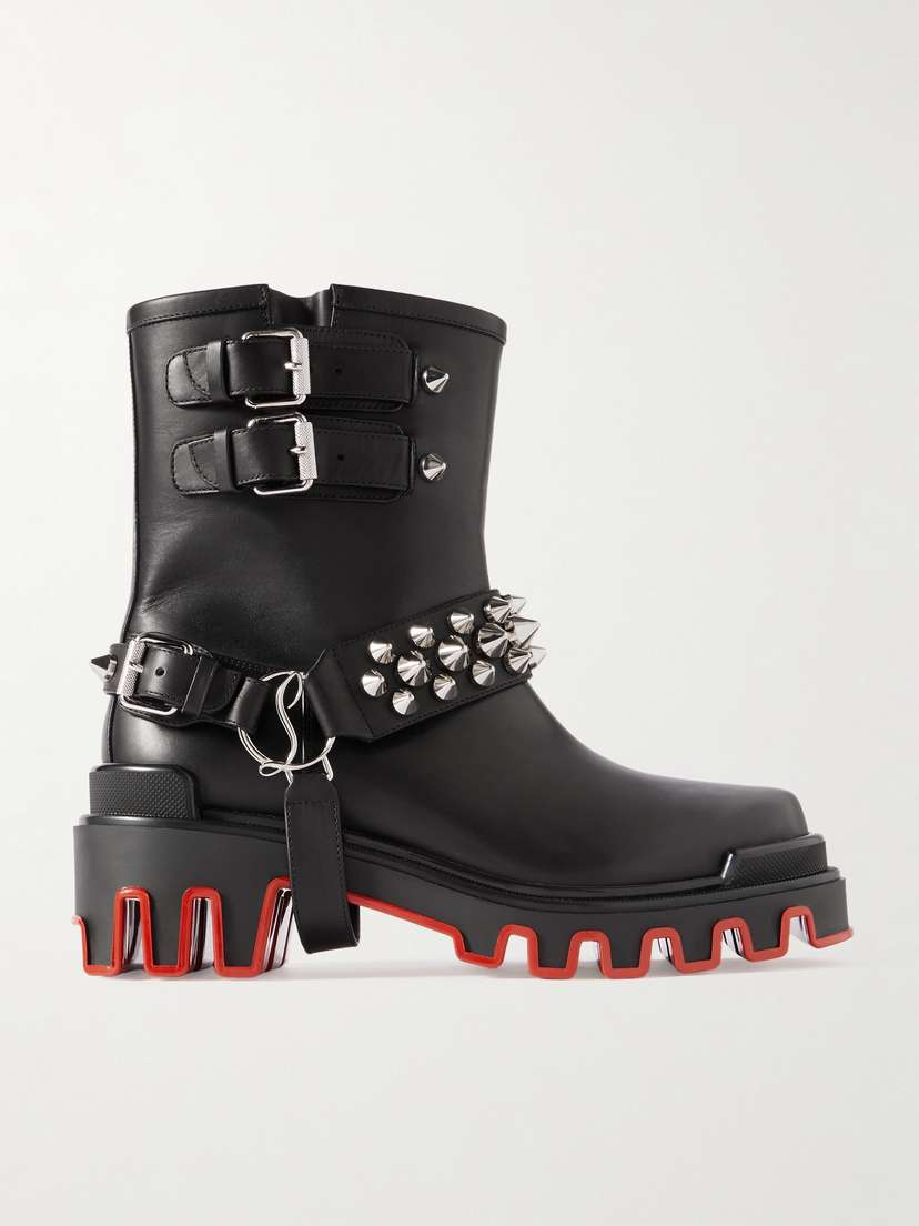 Christian Louboutin Dune Bike Studded Leather Ankle Boots