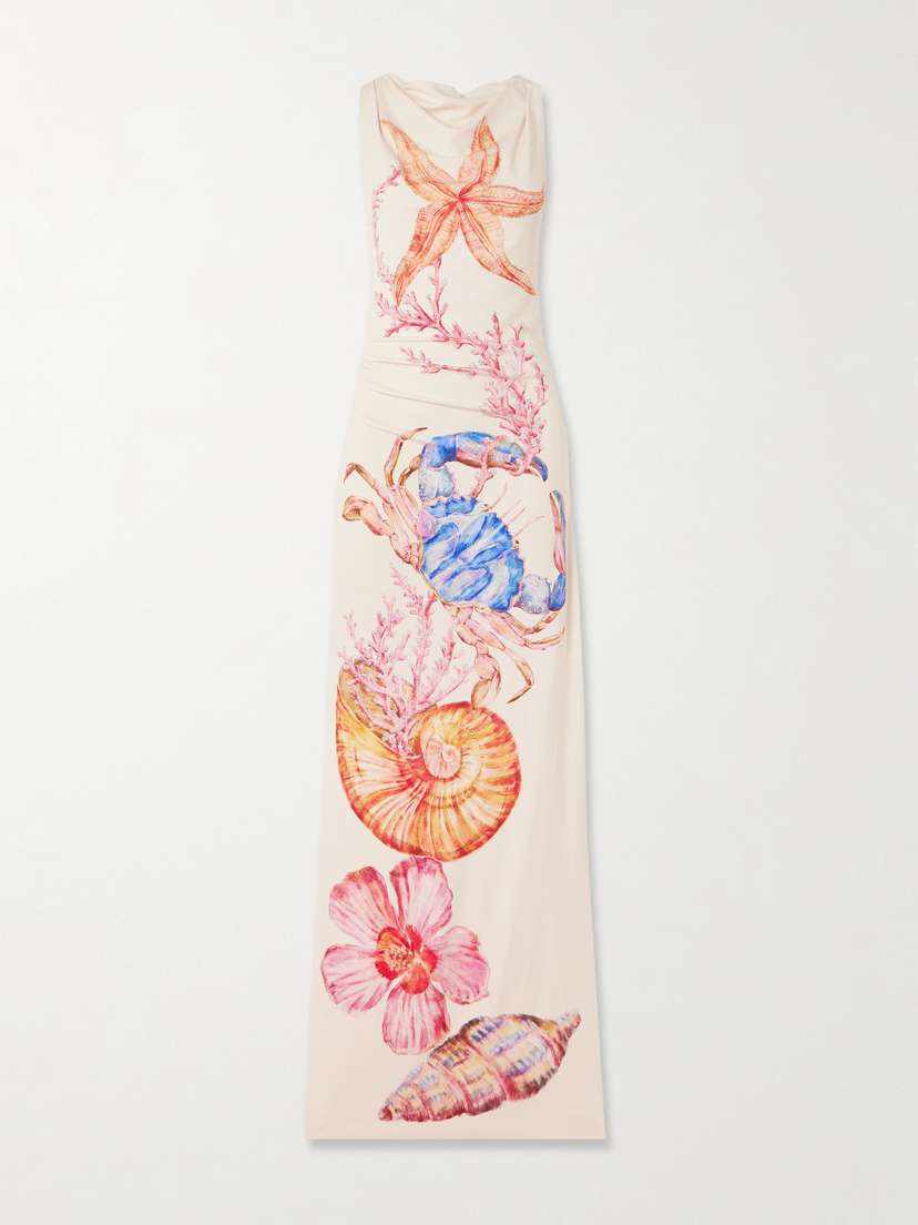 Rebecca Vallance By The Bay Printed Stretch-jersey Halterneck Maxi Dress - UK 14