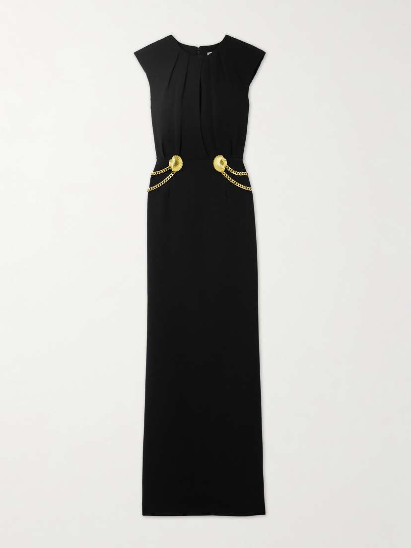 Rebecca Vallance Chelsea Embellished Gathered Textured-crepe Maxi Dress