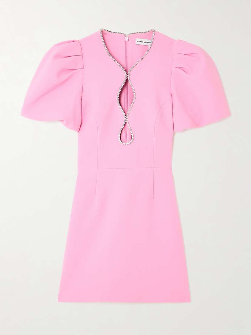 Rebecca Vallance Karina Crystal-embellished Cutout Crepe Mini Dress - UK 14