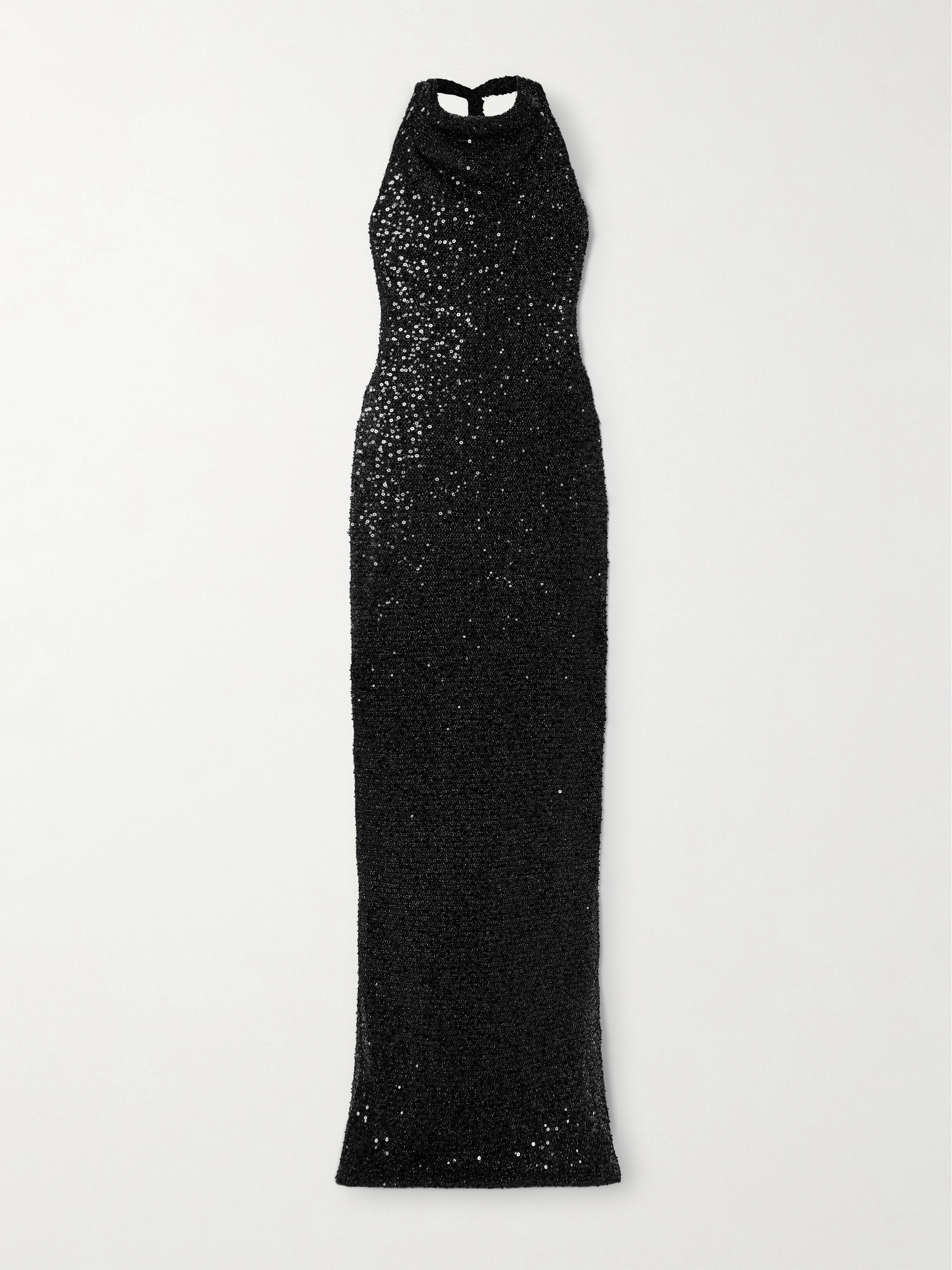 Rebecca Vallance Nixie open-back sequined metallic mesh gown thumbnail