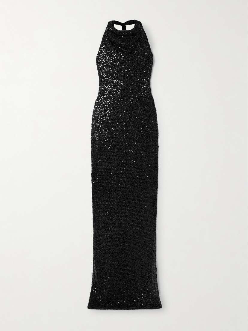 Rebecca Vallance Nixie Open-back Sequined Metallic Mesh Gown - UK 14