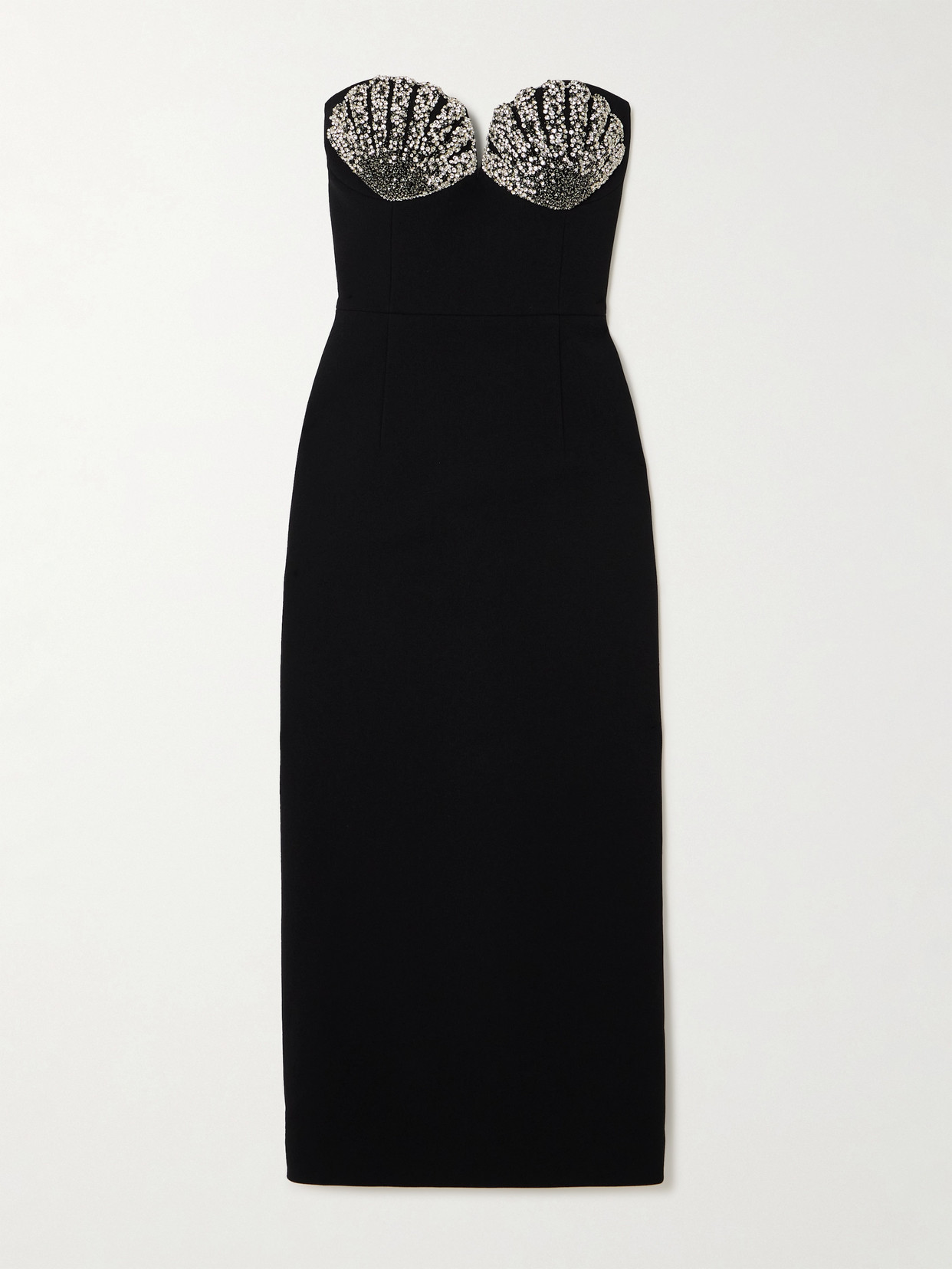 Rebecca Vallance Cordelia Strapless Crystal-embellished Crepe Midi Dress In Black