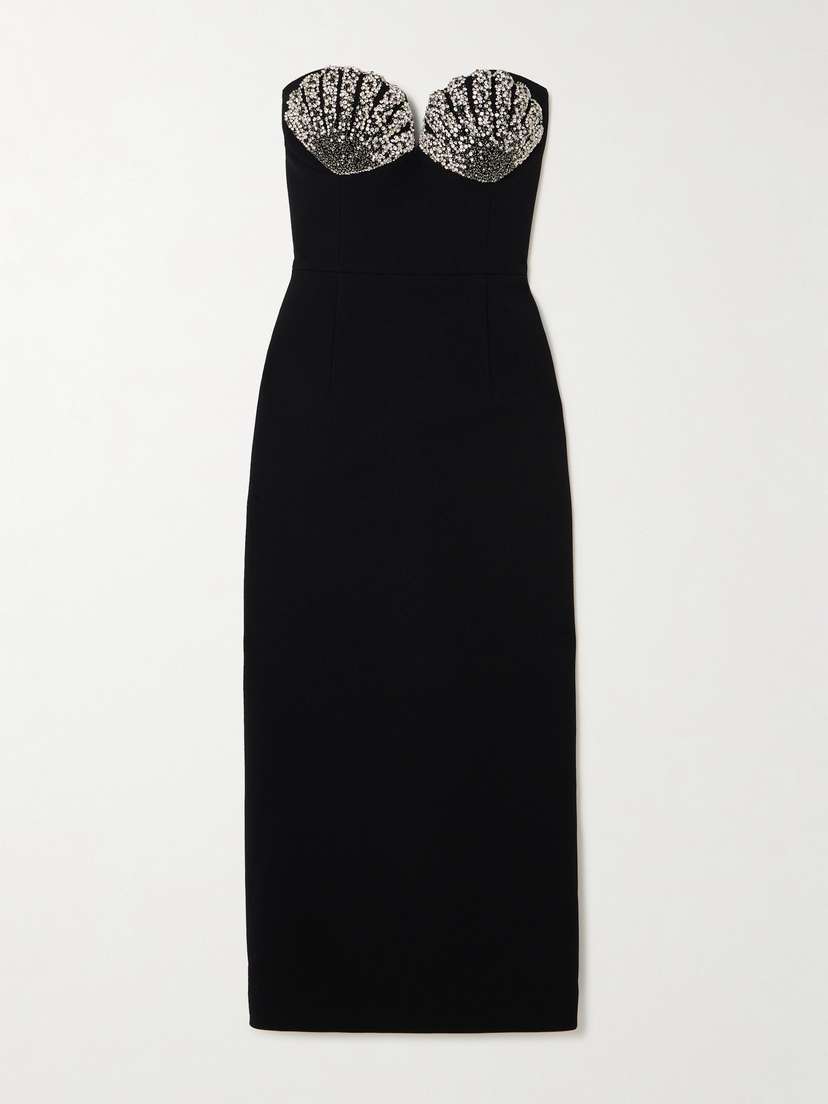 Rebecca Vallance Cordelia Strapless Crystal-embellished Crepe Midi Dress