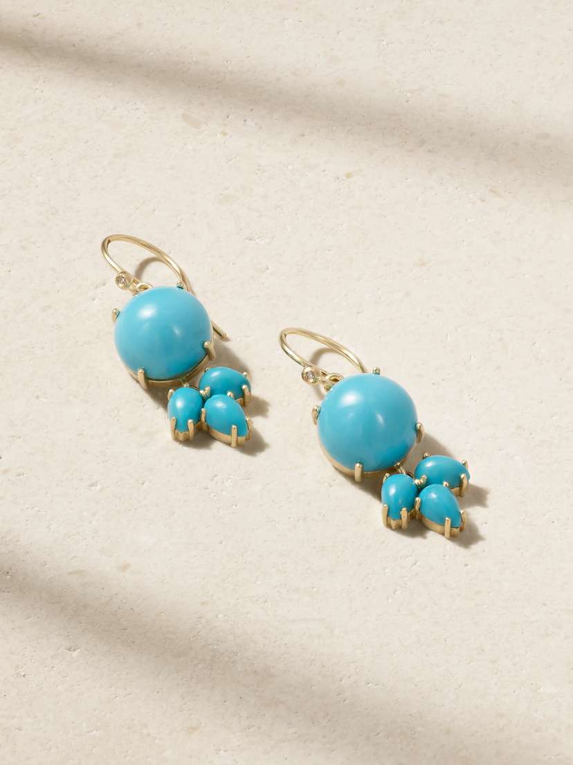Irene Neuwirth Classic 18-karat Gold Turquoise Earrings