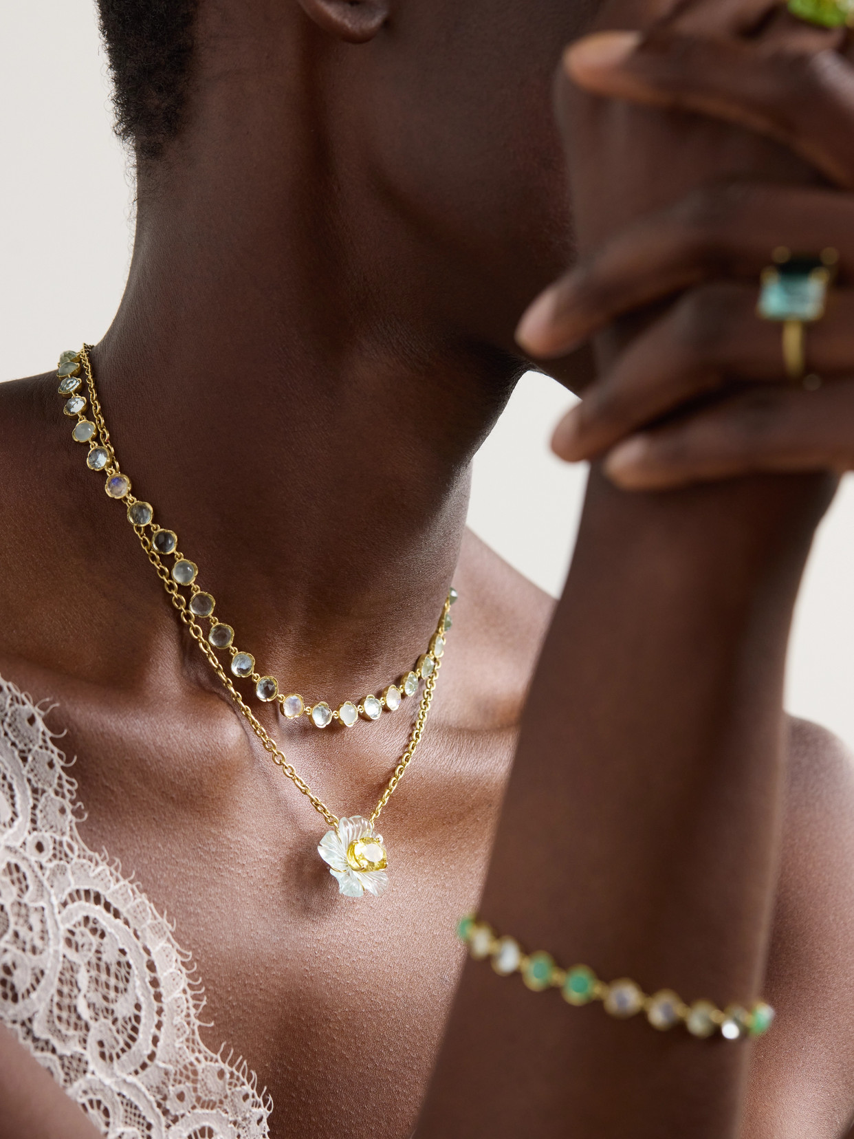 Irene Neuwirth Classic 18-karat Gold, Moonstone And Aquamarine Necklace In Gold