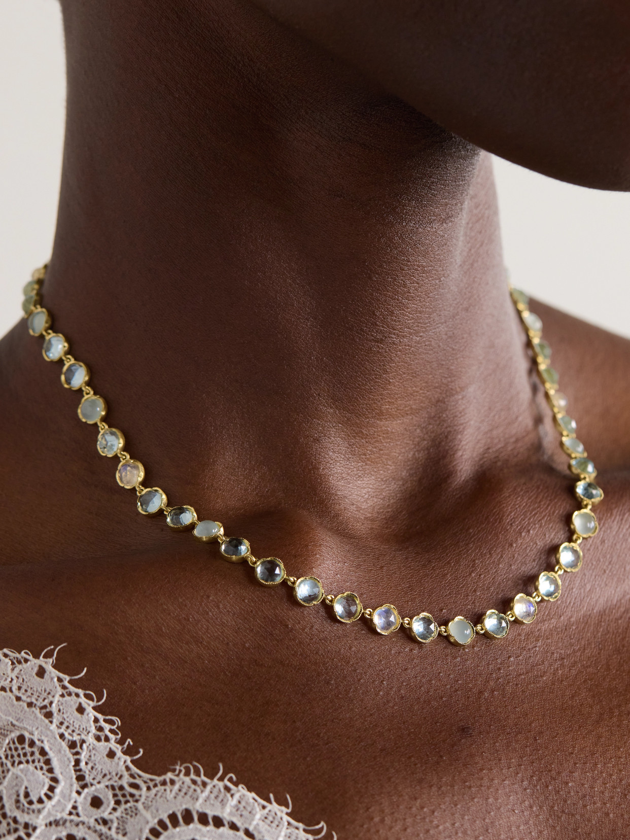 Irene Neuwirth Classic 18-karat Gold, Moonstone And Aquamarine Necklace In Gold