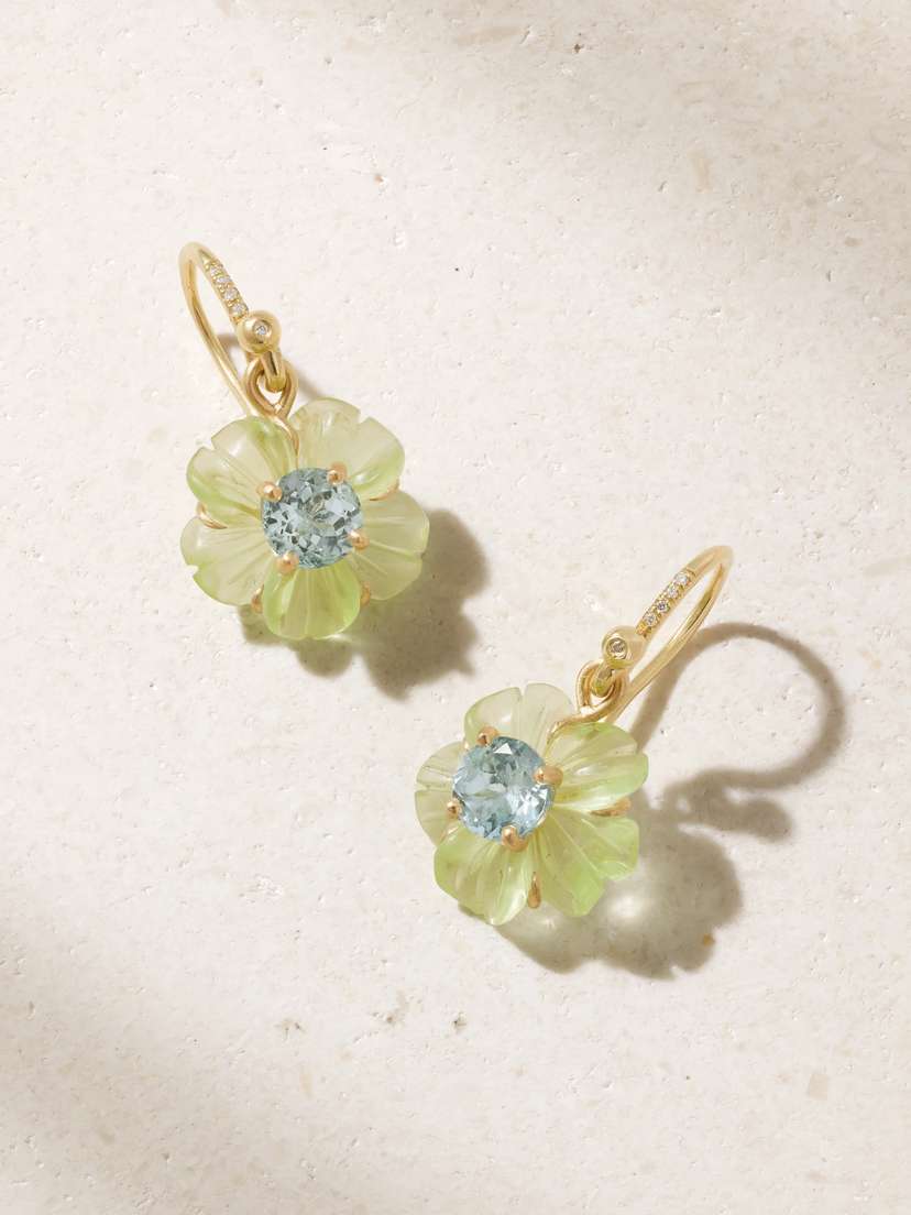 Irene Neuwirth Tropical Flower 18-karat Gold Multi-stone Earrings