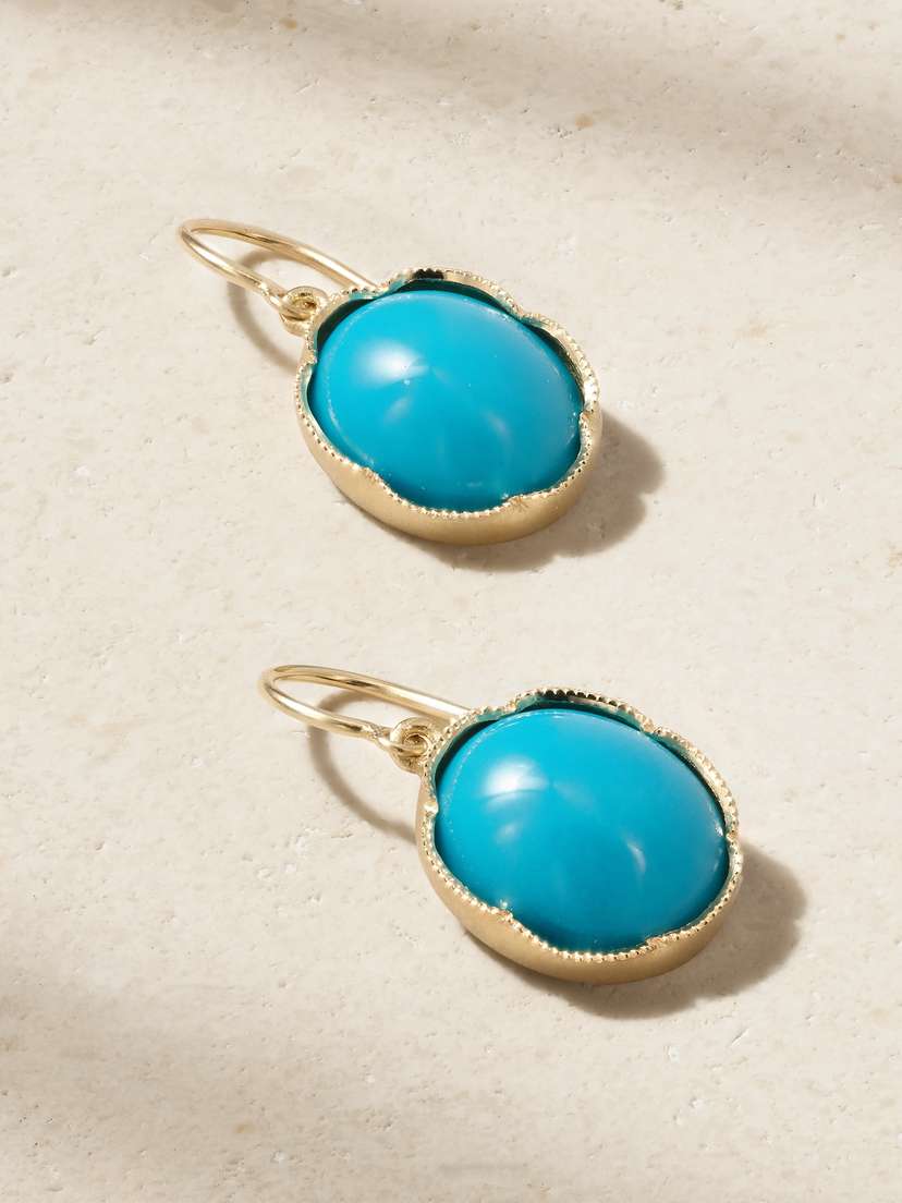 Irene Neuwirth Classic 18-karat Gold Turquoise Earrings