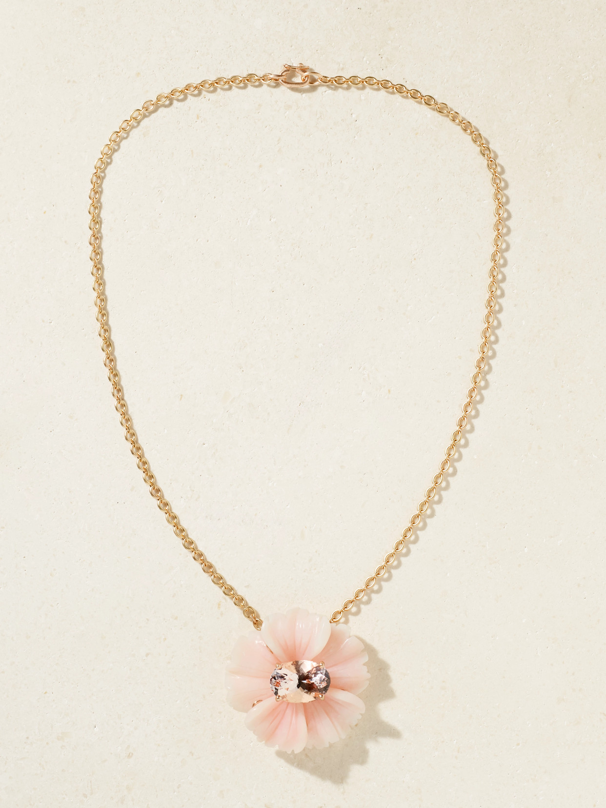 Irene Neuwirth Tropical Flower 18-karat Gold, Opal And Morganite Necklace In Gold