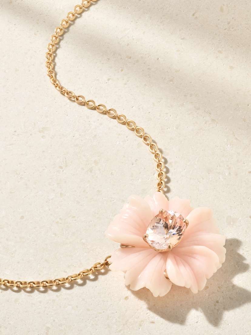 Irene Neuwirth Tropical Flower 18-karat Gold, Opal And Morganite Necklace