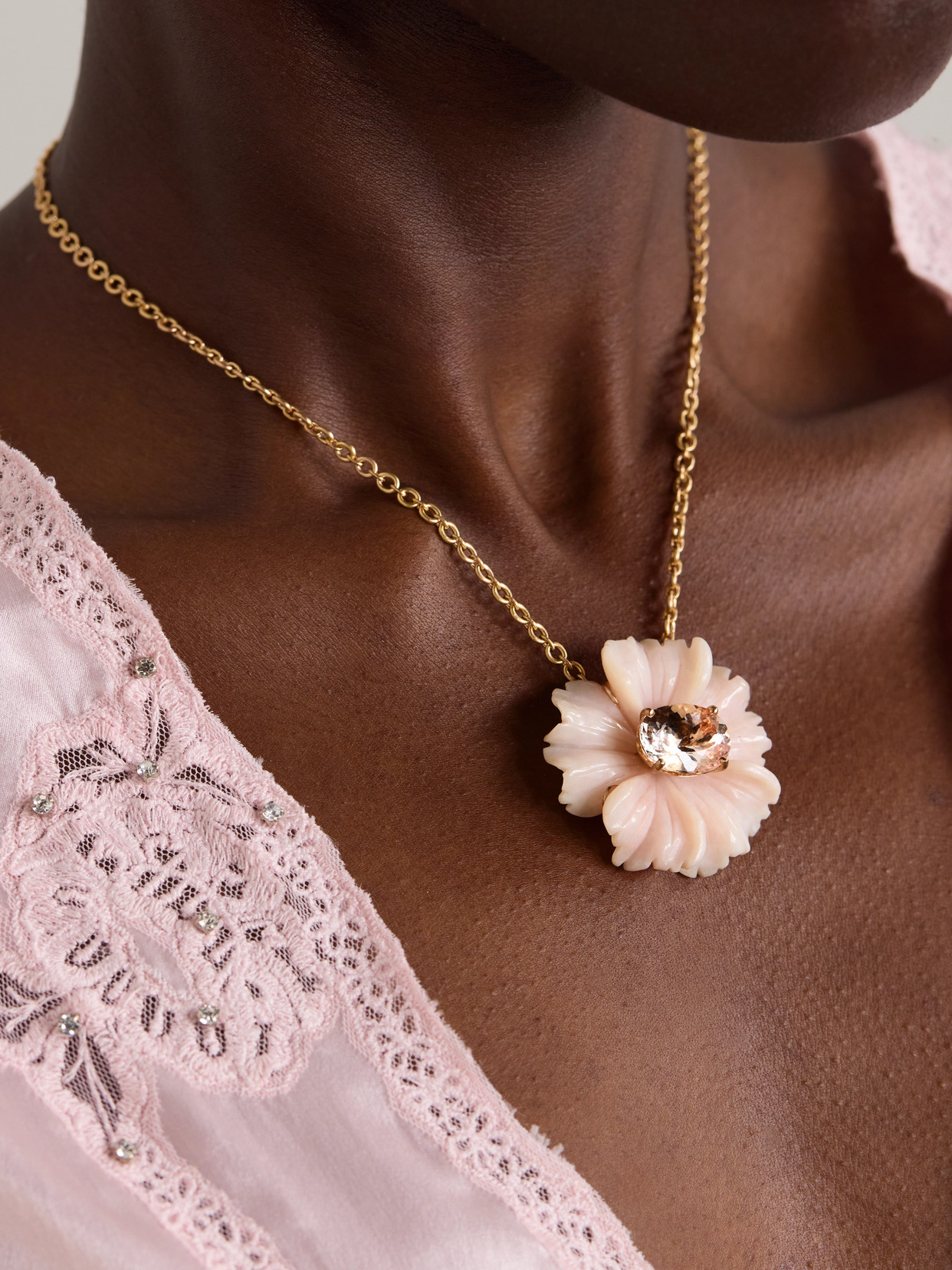 Irene Neuwirth Tropical Flower 18-karat Gold, Opal And Morganite Necklace In Gold