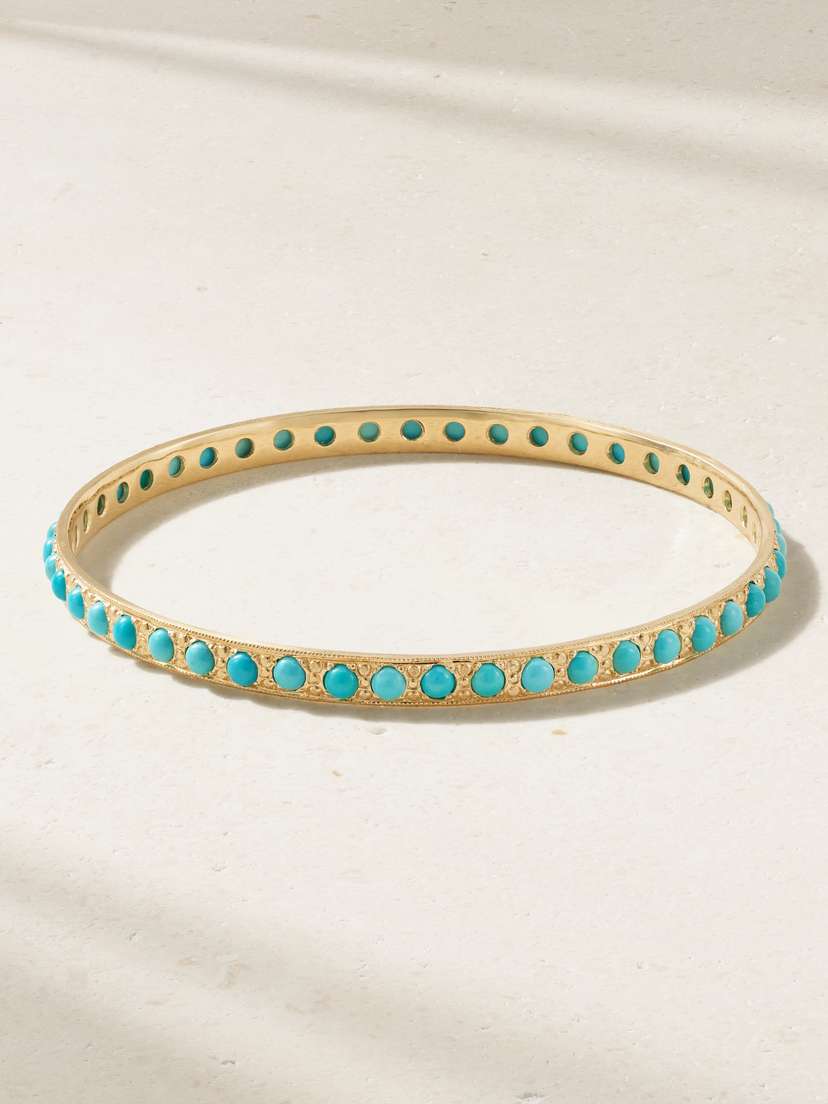 Irene Neuwirth Classic 18-karat Gold Turquoise Bangle