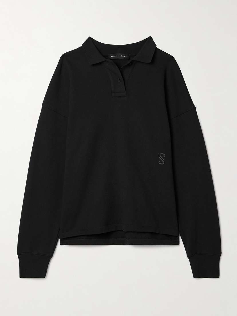 Proenza Schouler Brooks Flocked Cotton-jersey Polo Top