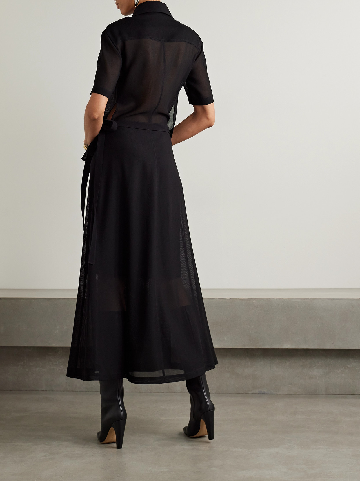 Proenza Schouler Emory Convertible Mesh And Woven Wrap Maxi Dress In Black
