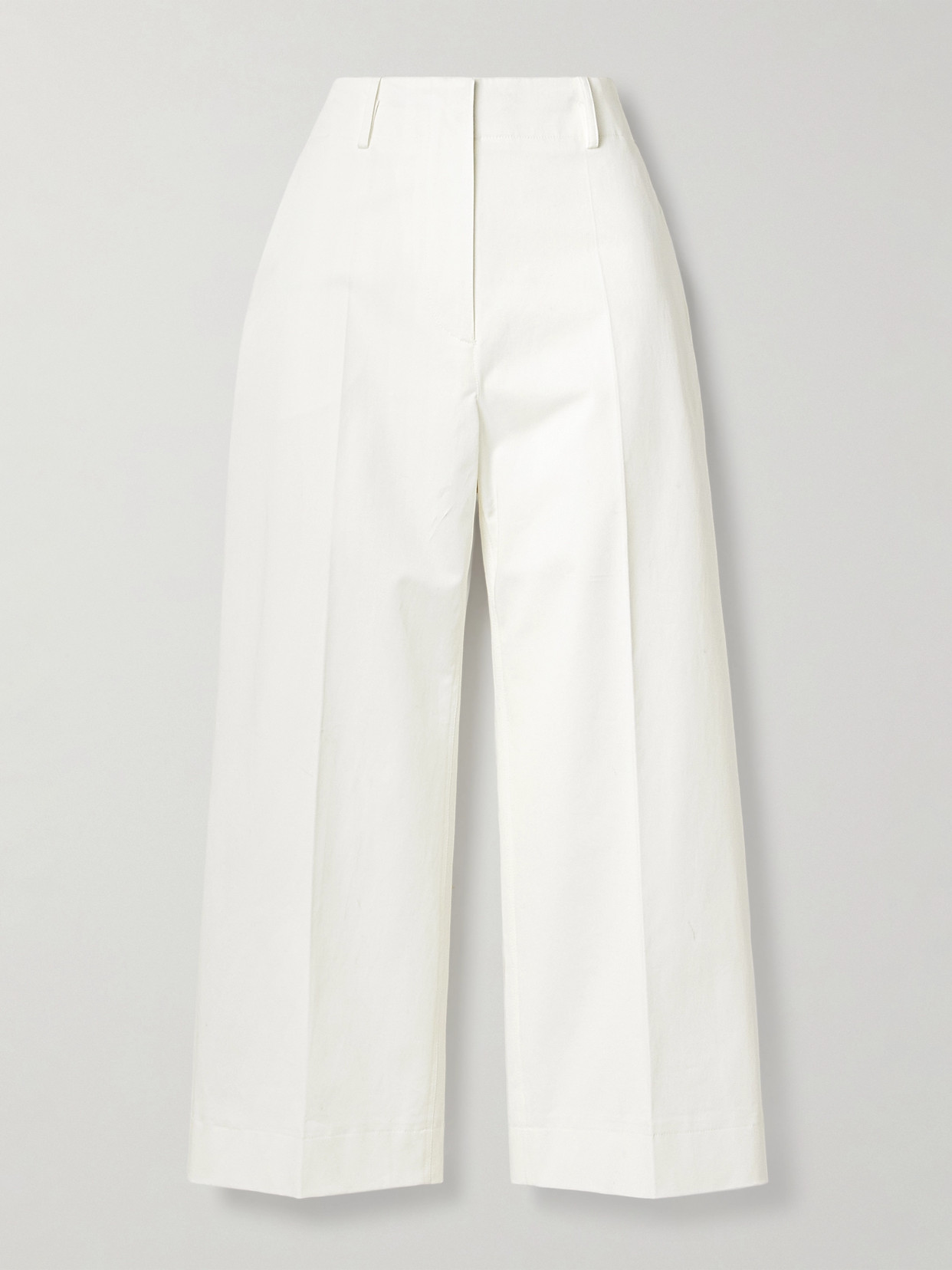 Proenza Schouler Amara Cropped Cotton-blend Twill Wide-leg Pants In White