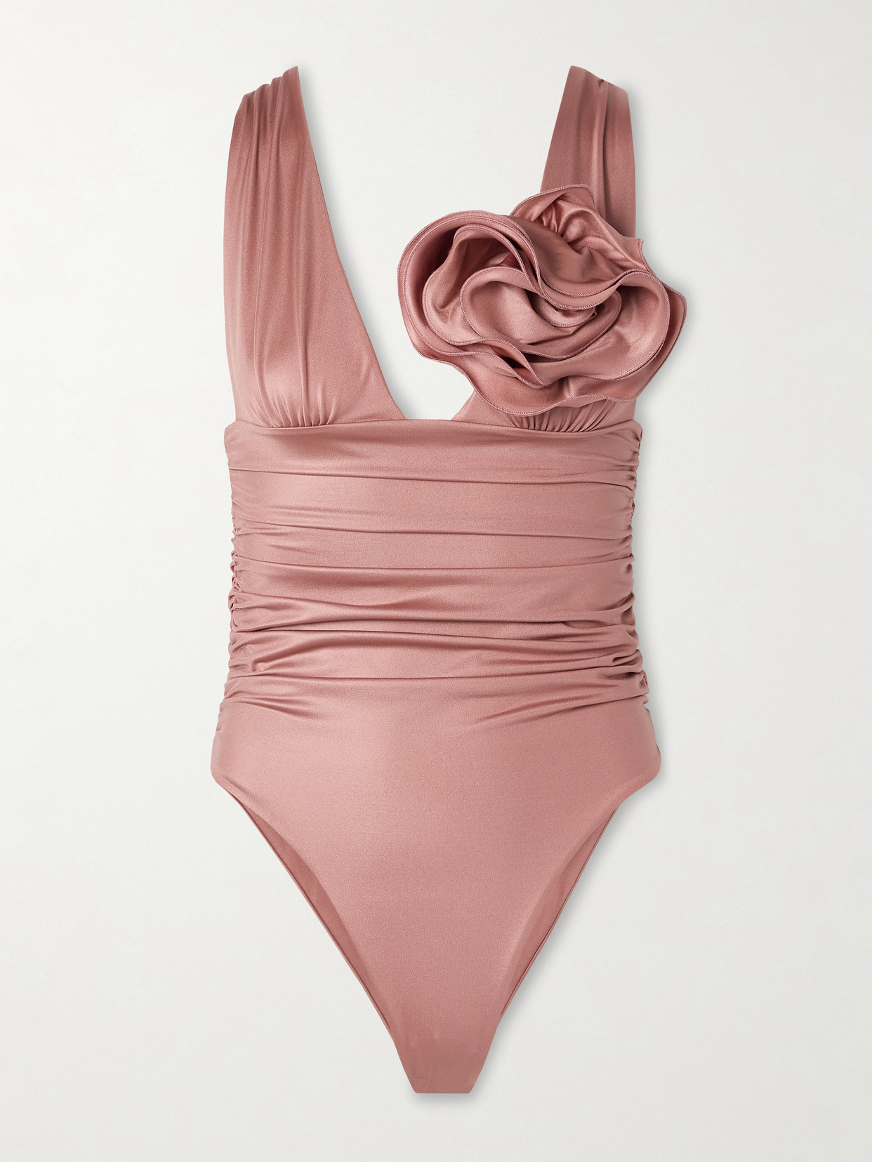 Magda Butrym Appliquéd Ruched Swimsuit In Pink