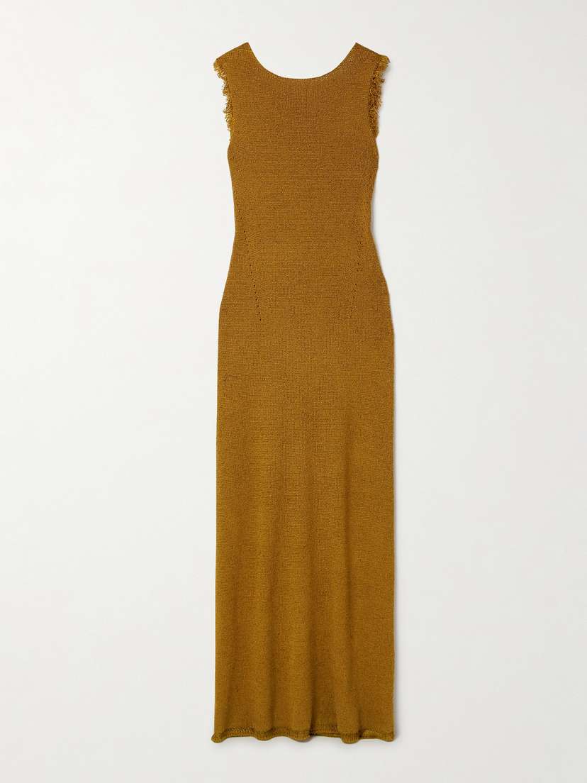 Proenza Schouler Silvia Open-back Frayed Silk-bouclé Maxi Dress