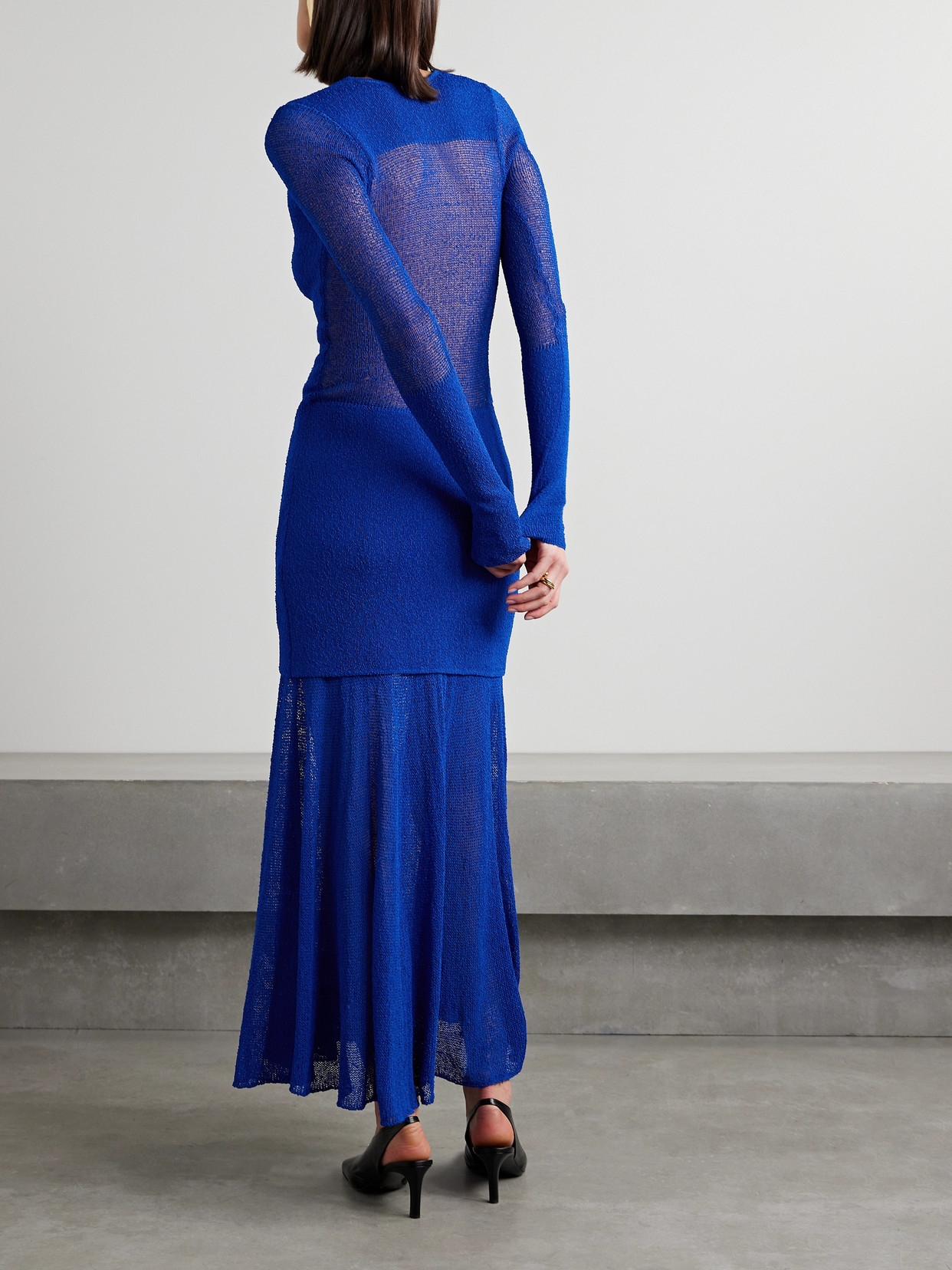 Proenza Schouler Anita Layered Knitted Maxi Dress In Blue