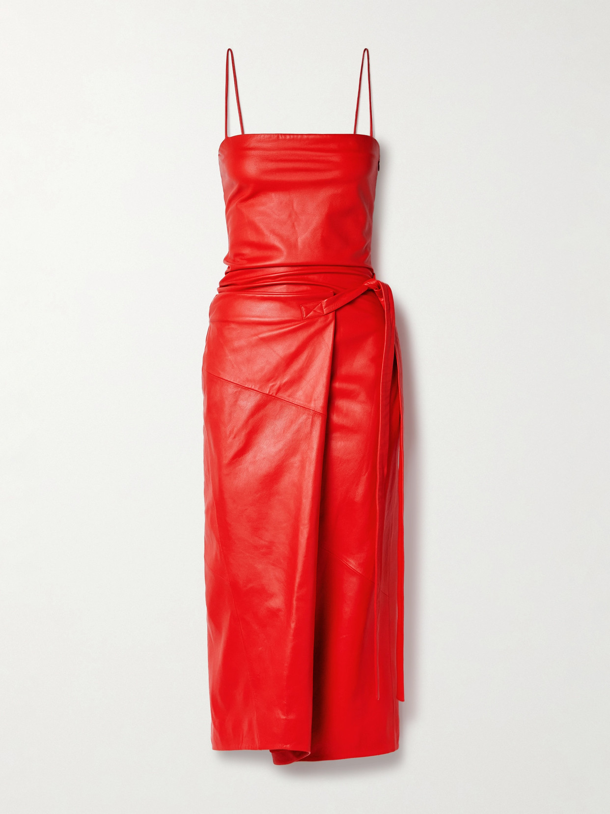 Proenza Schouler - Delancy Wrap-effect Leather Midi Dress - Red