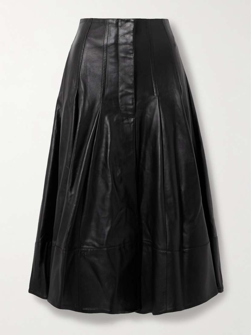 Proenza Schouler Moore Pleated Leather Midi Skirt