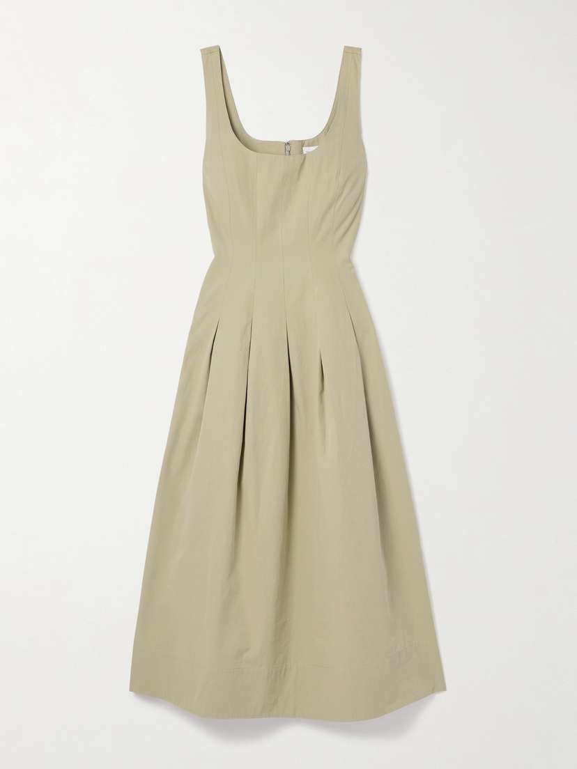 Proenza Schouler White Label Allen Pleated Cotton-poplin Midi Dress