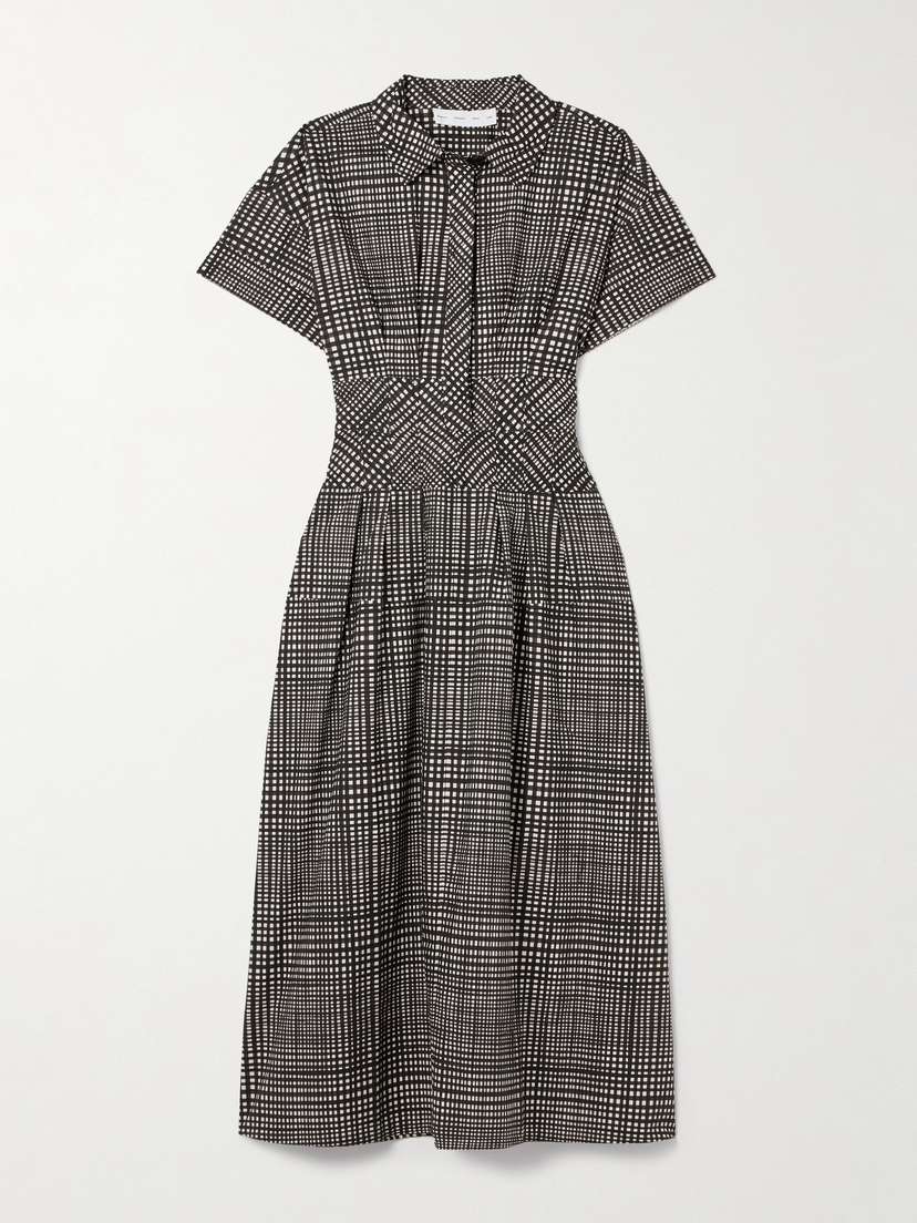 Proenza Schouler White Label Balston Pleated Checked Cotton-poplin Midi Shirt Dress