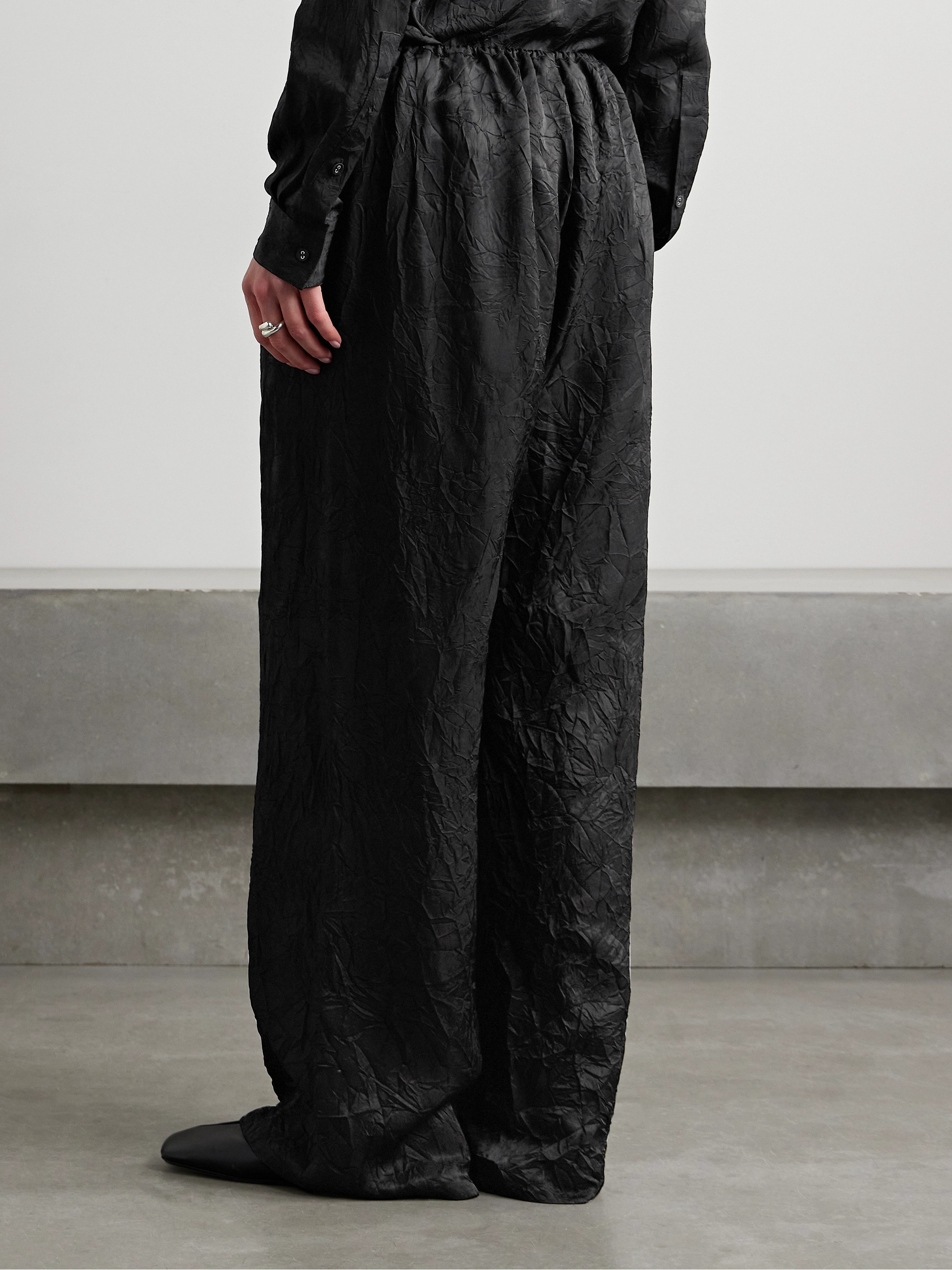 Proenza Schouler White Label Anders crinkled woven wide-leg pants