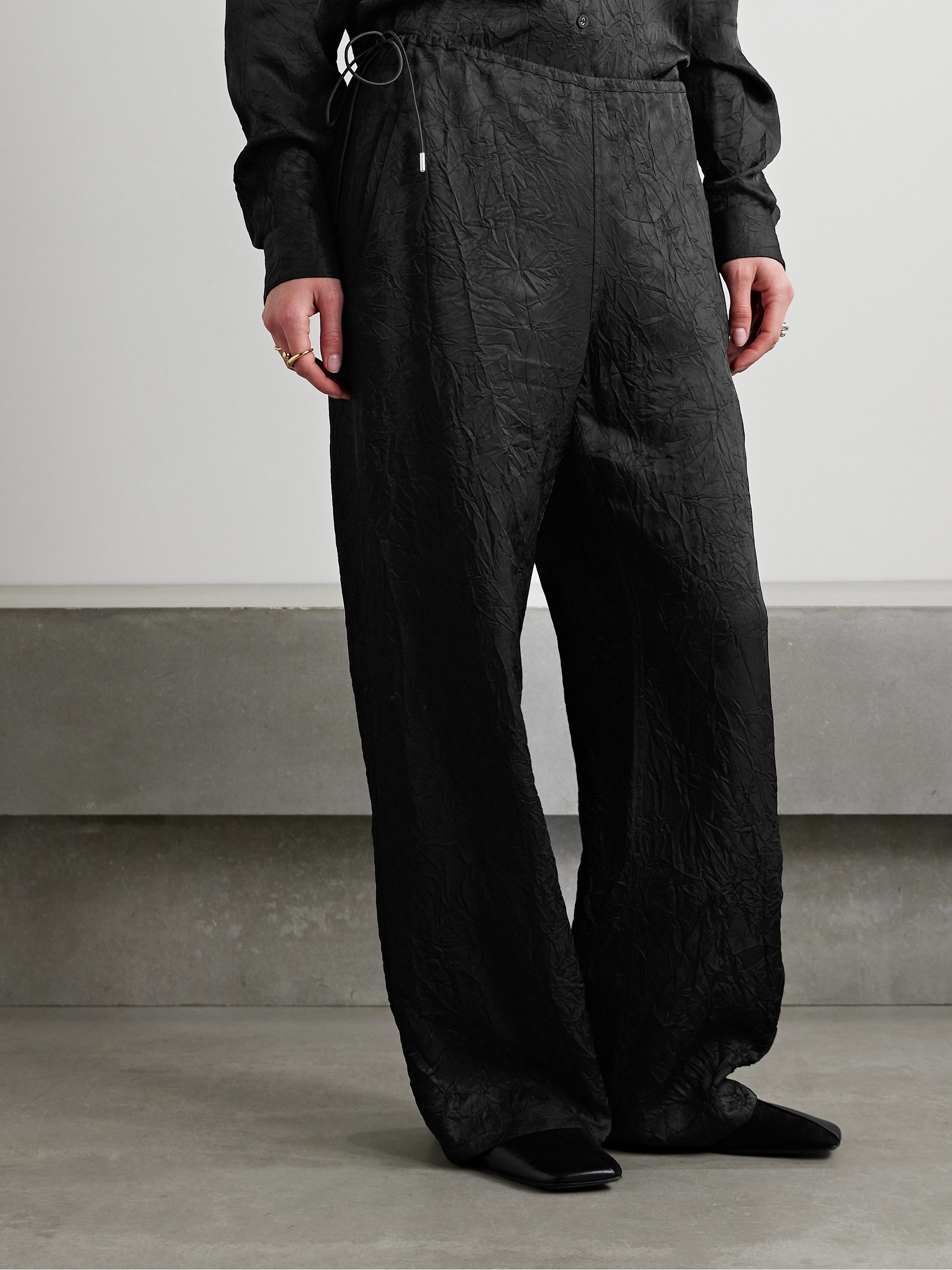 Proenza Schouler White Label Anders crinkled woven wide-leg pants