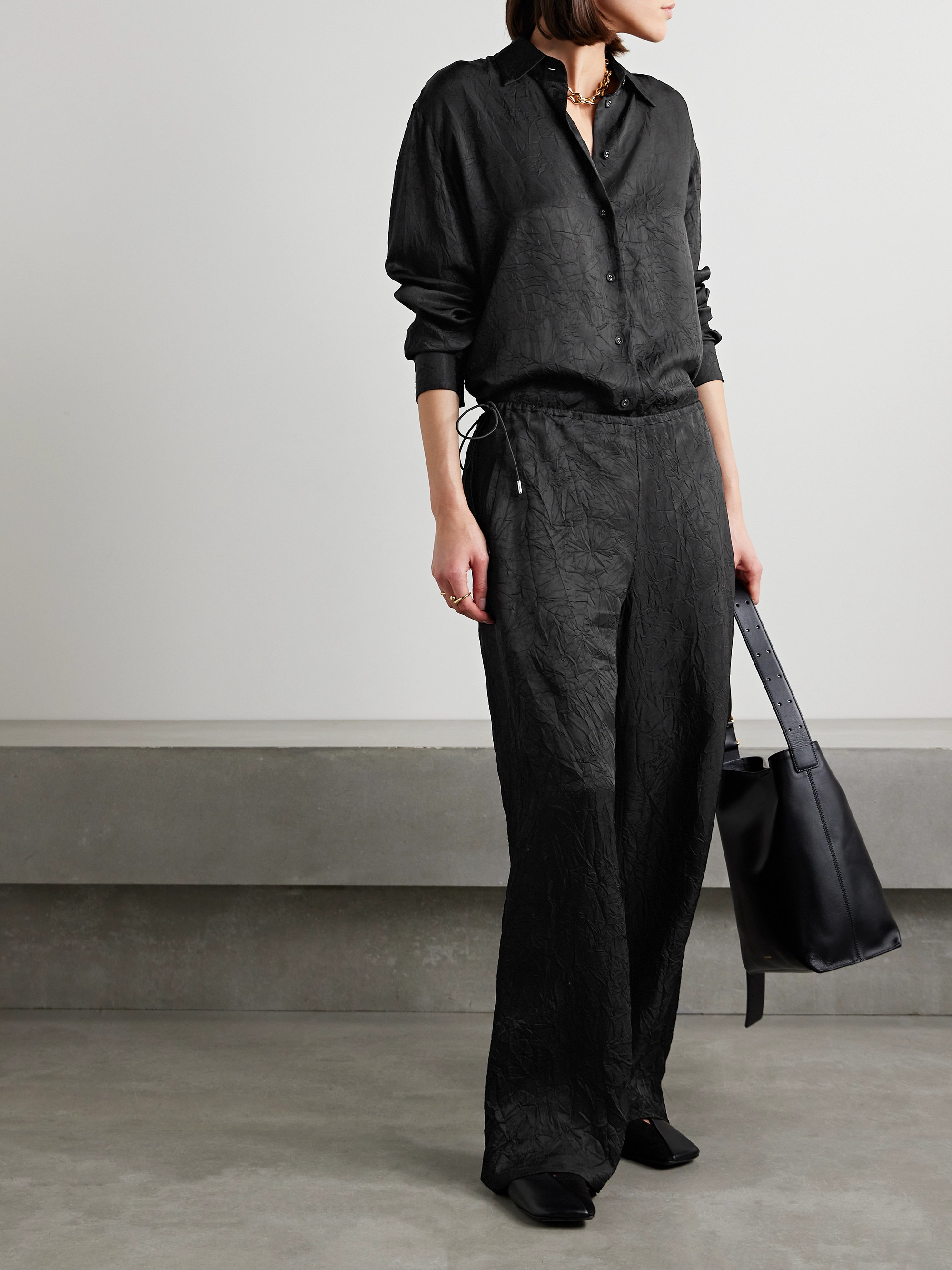 Proenza Schouler White Label Anders crinkled woven wide-leg pants