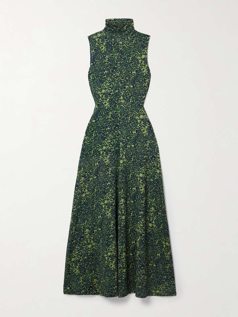 Proenza Schouler White Label Jamie Printed Jersey Turtleneck Midi Dress - x large