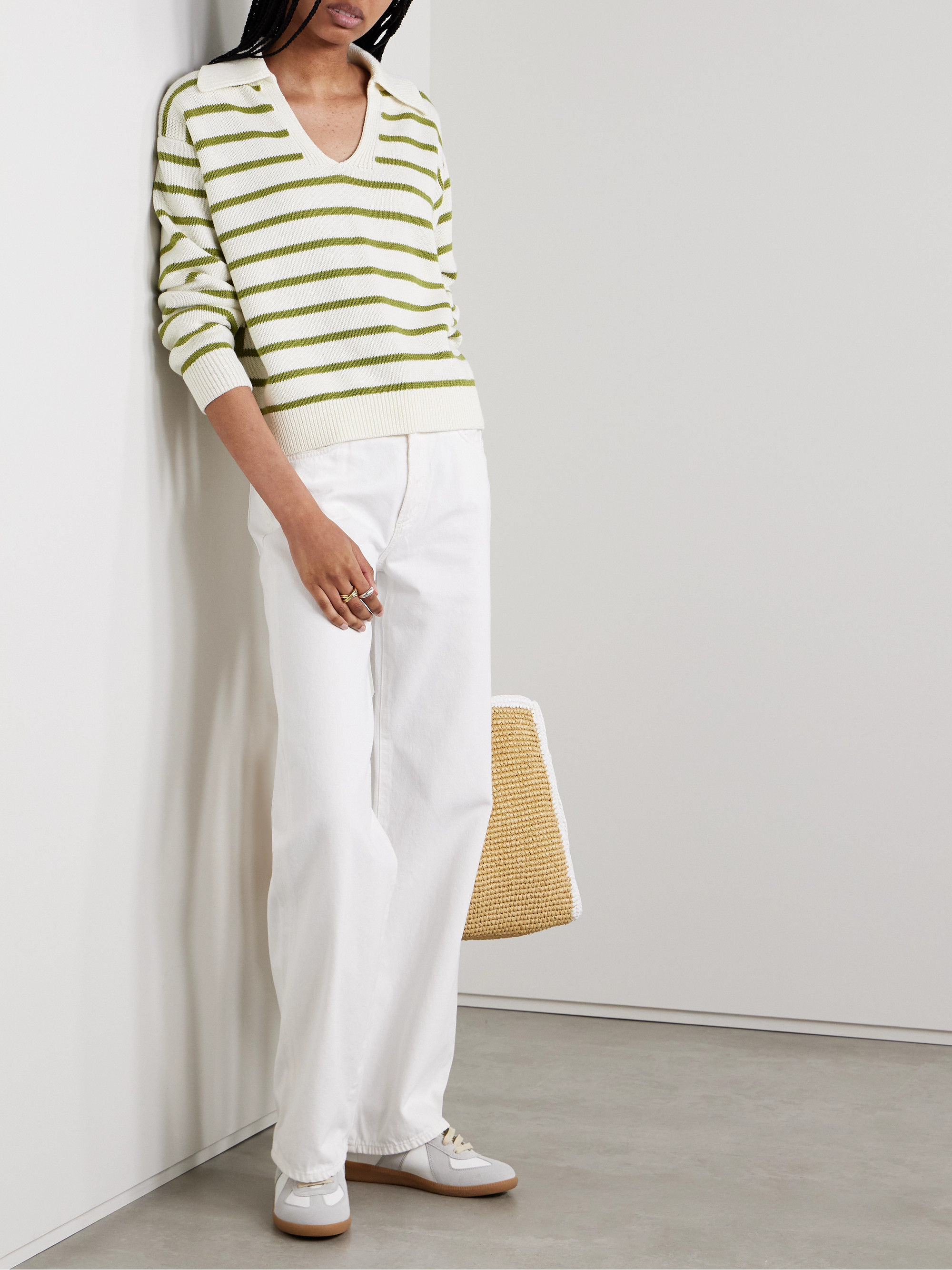 Proenza Schouler White Label Murphy striped cotton and cashmere-blend sweater