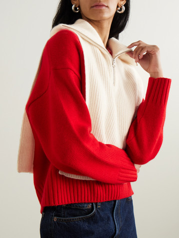 arch4 Jetta ribbed cashmere half-zip snood