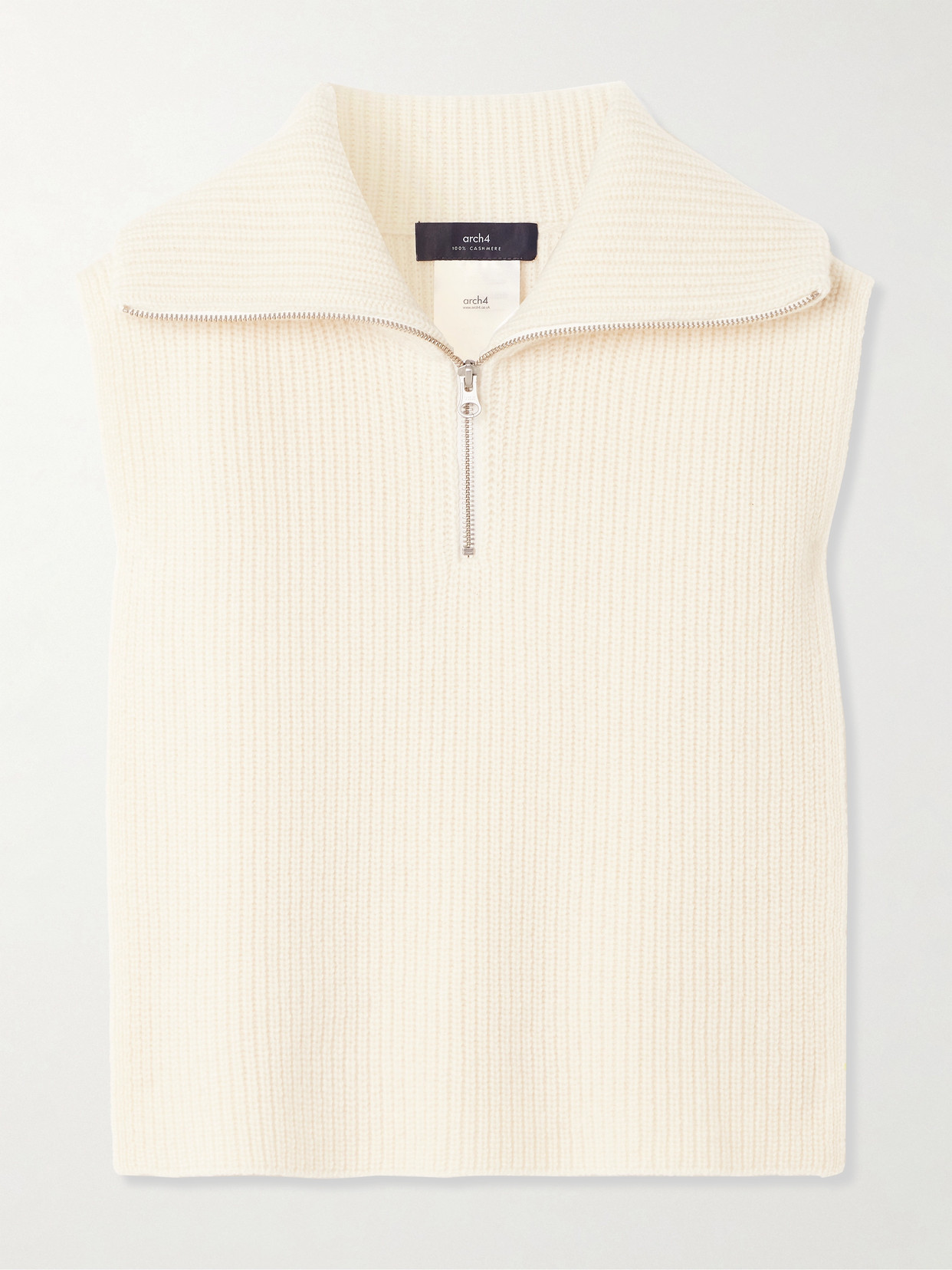 Arch4 Jetta Ribbed Cashmere Half-zip Snood In Cream