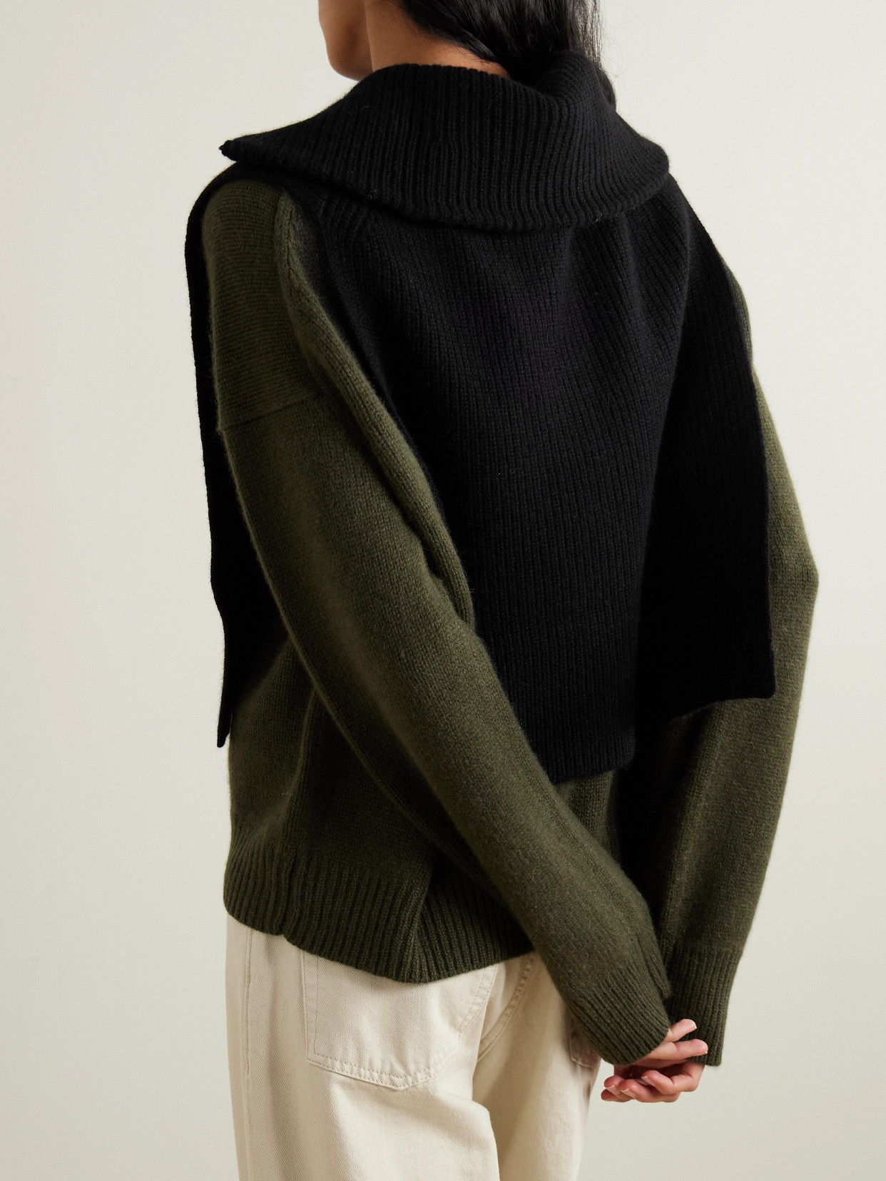 Arch4 Jetta Ribbed Cashmere Half-zip Snood In Black