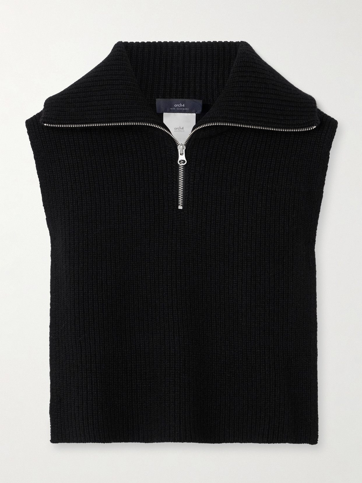 Arch4 Jetta Ribbed Cashmere Half-zip Snood In Black