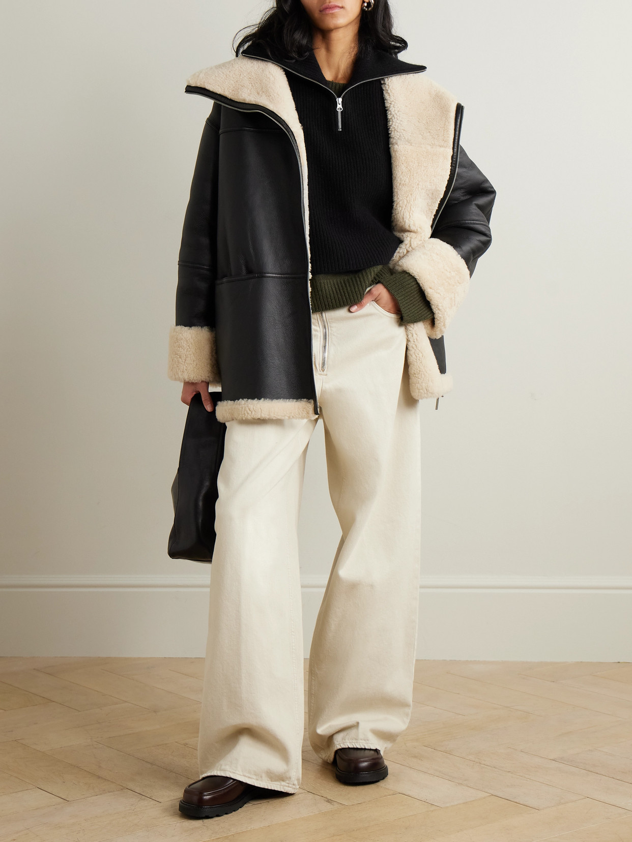 Arch4 Jetta Ribbed Cashmere Half-zip Snood In Black