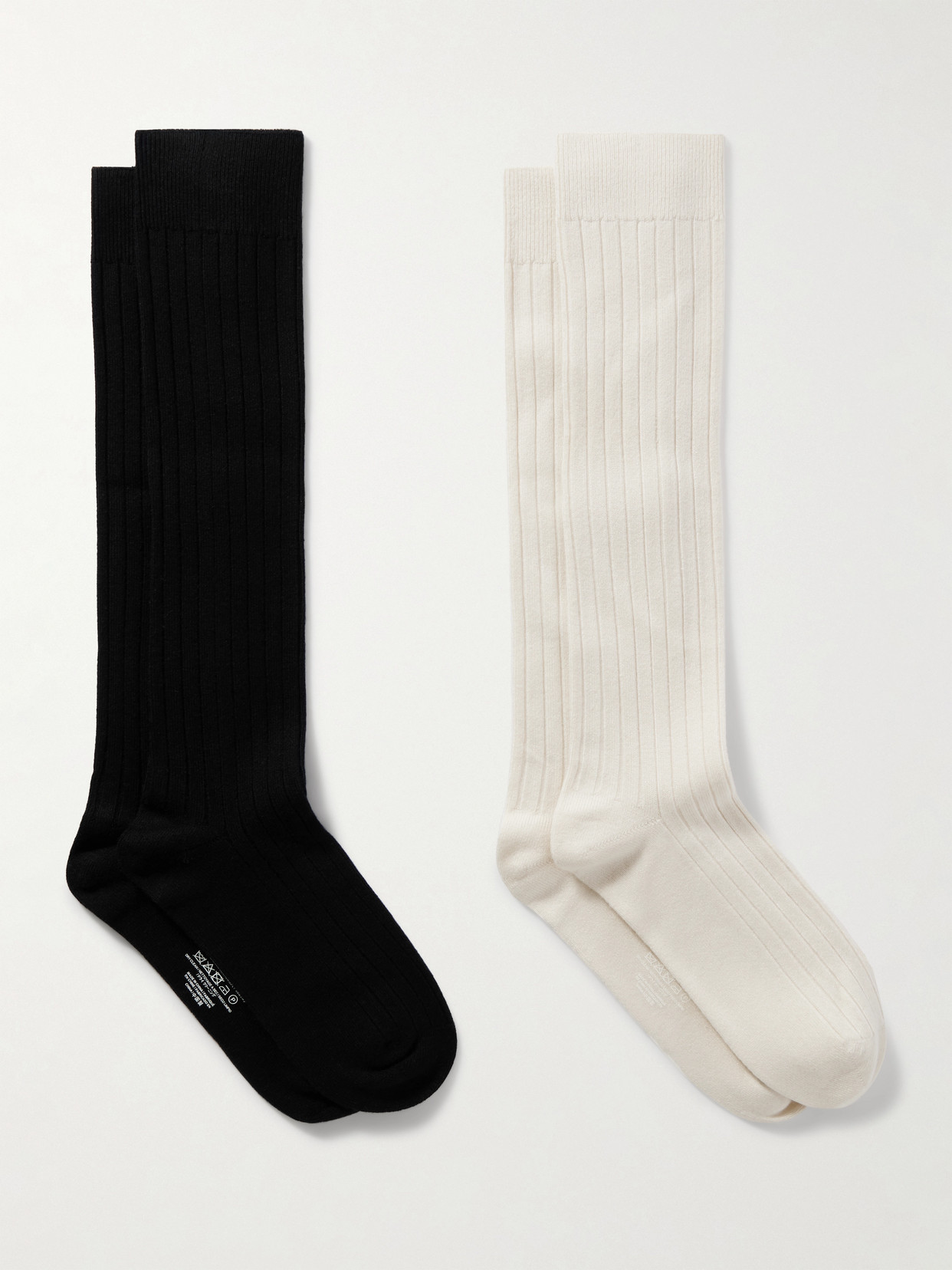 Arch4 Antwerp Set Of Two Ribbed Silk And Cashmere-blend Socks In Off-white