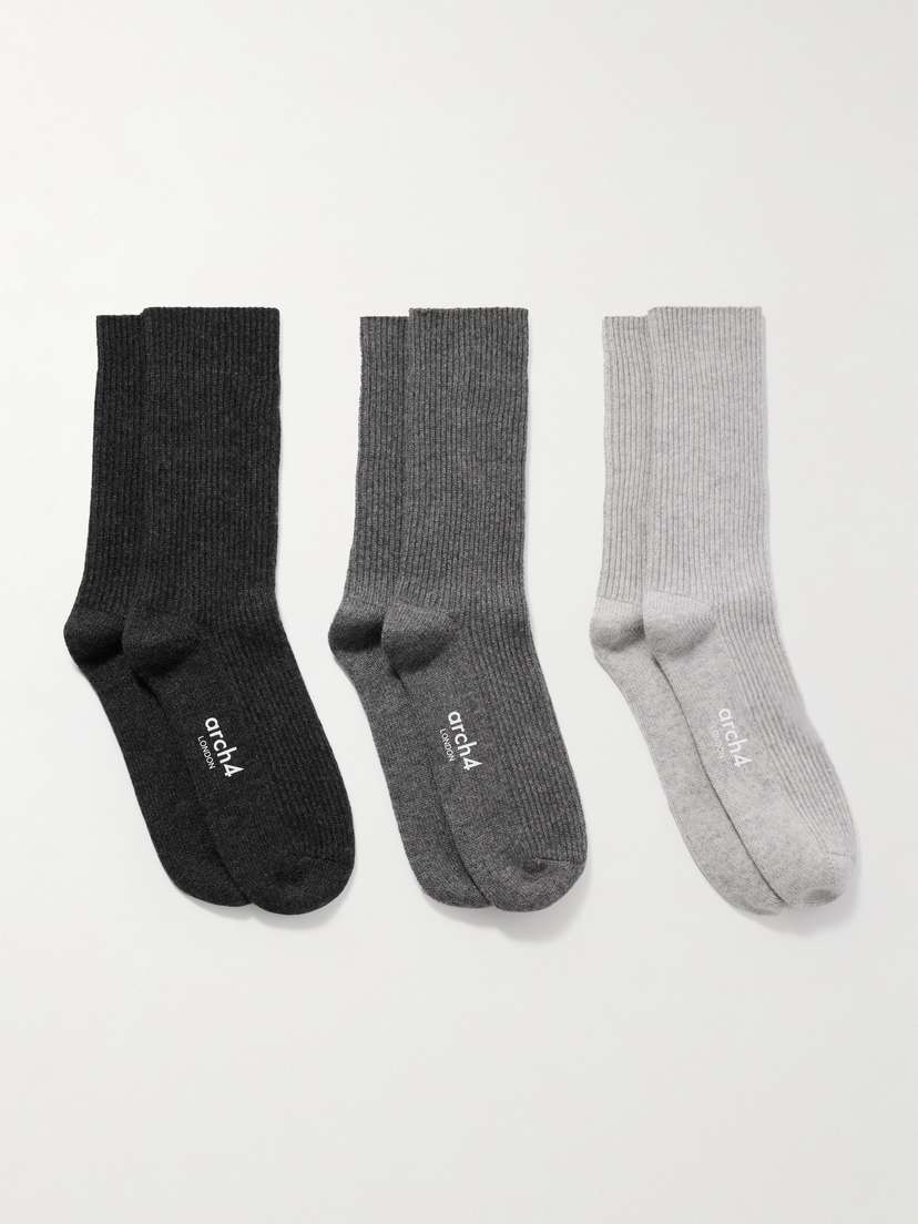 Arch4 Lucia Set Of Three Ribbed Cashmere Socks