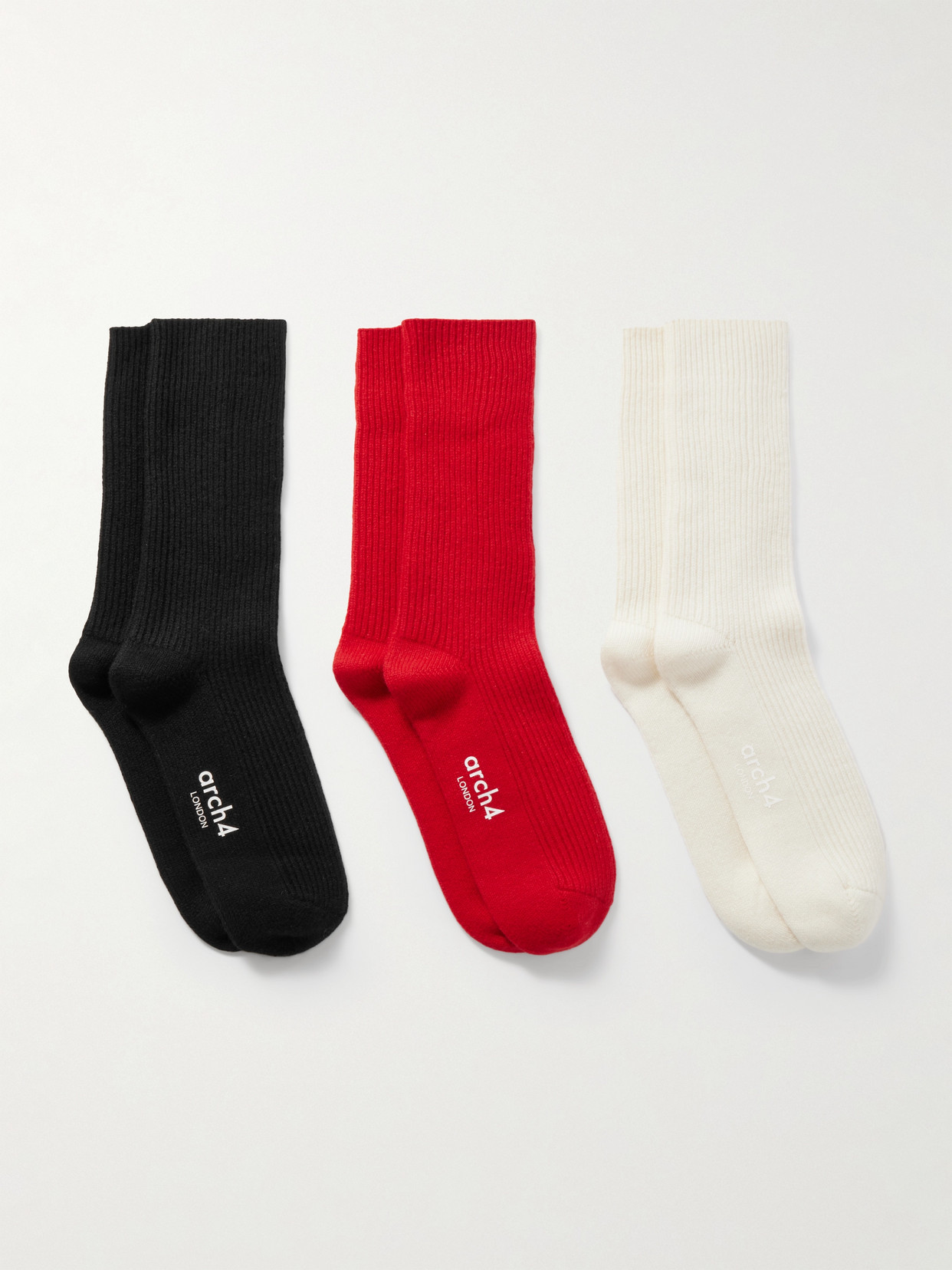 Arch4 Lucia Set Of Three Ribbed Cashmere Socks In Multi