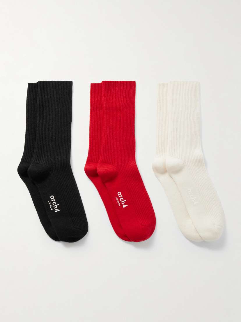 Arch4 Lucia Set Of Three Ribbed Cashmere Socks